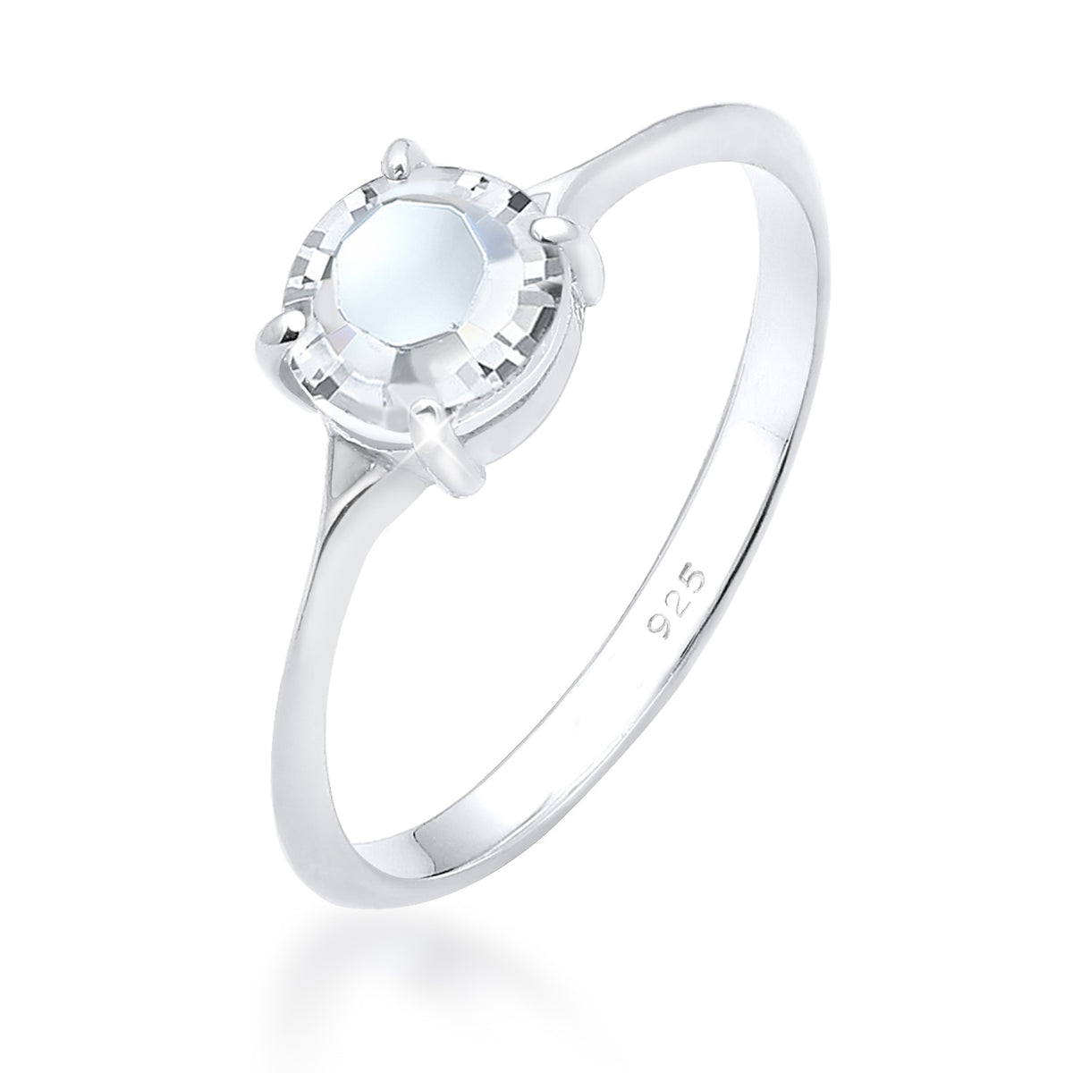 Silber - Elli | Solitär-Ring | Kristall ( Weiß ) | 925er Sterling Silber