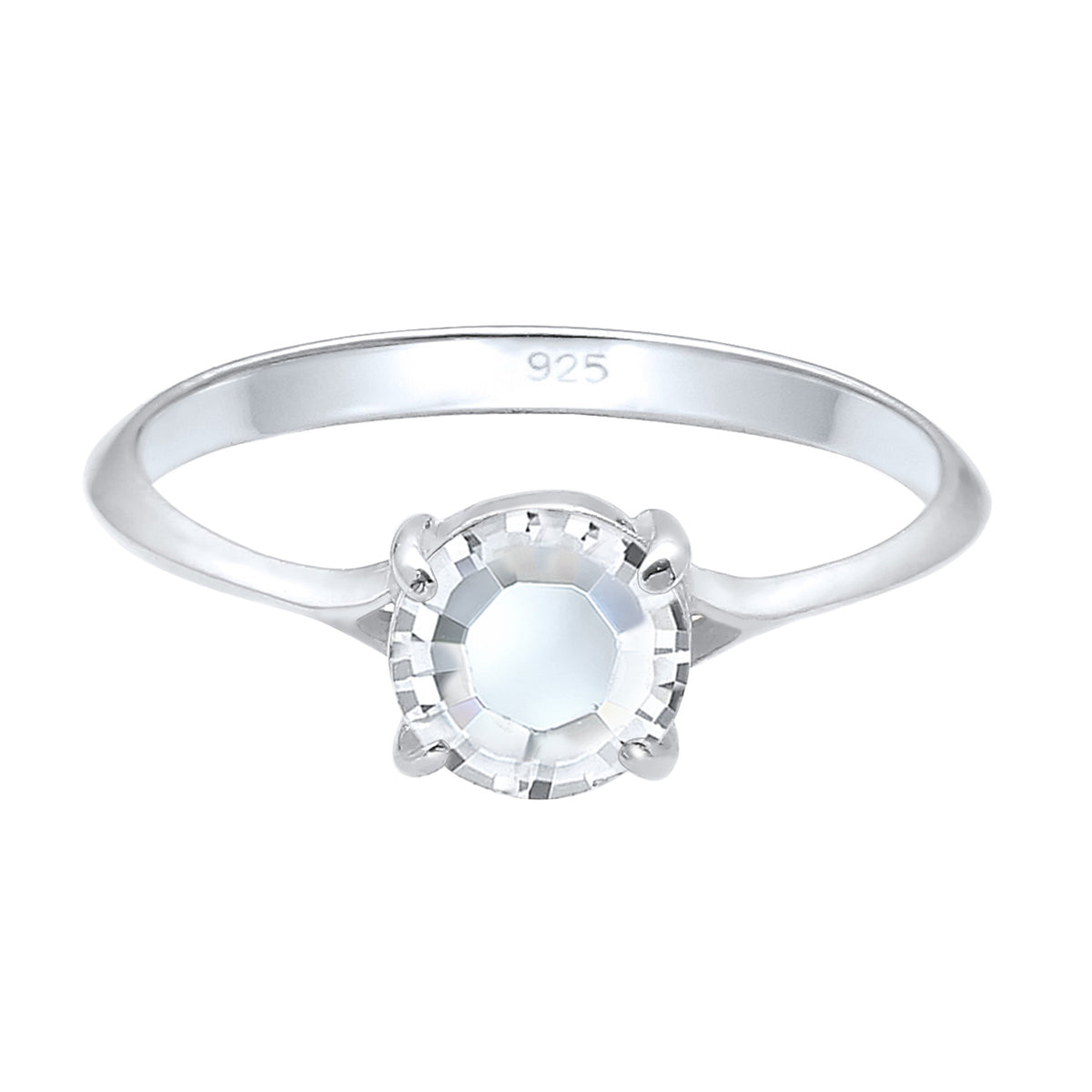 Silber - Elli | Solitär-Ring | Kristall ( Weiß ) | 925er Sterling Silber