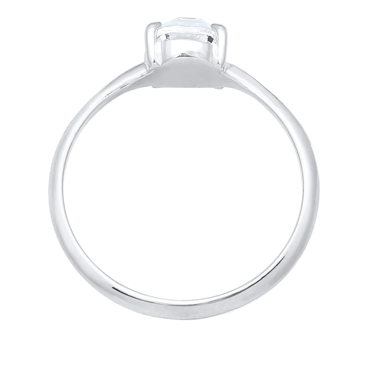Silber - Elli | Solitär-Ring | Kristall ( Weiß ) | 925er Sterling Silber