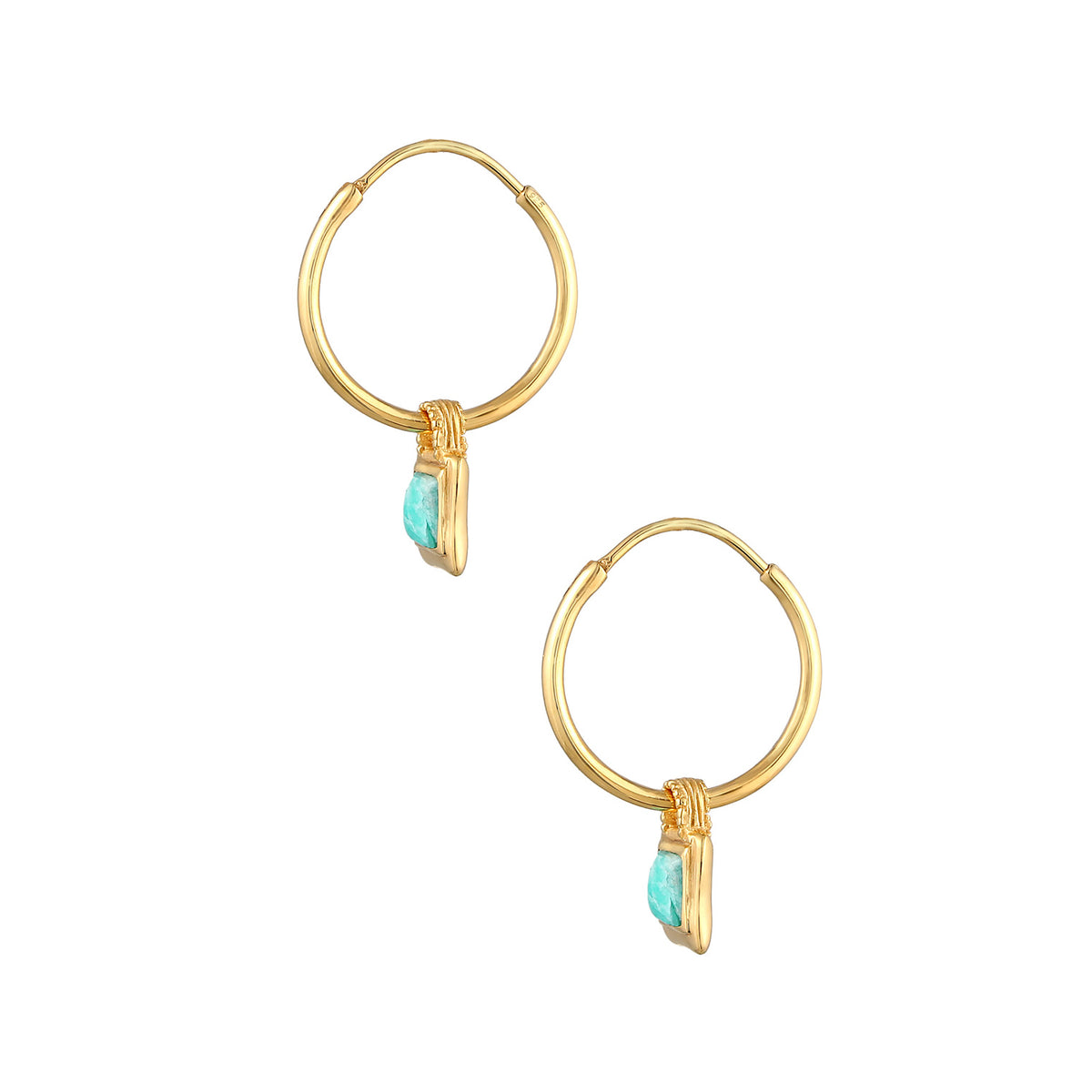 Gold - Elli PREMIUM | Creole | Amazonit ( Blau ) | 925 Sterling Silber vergoldet