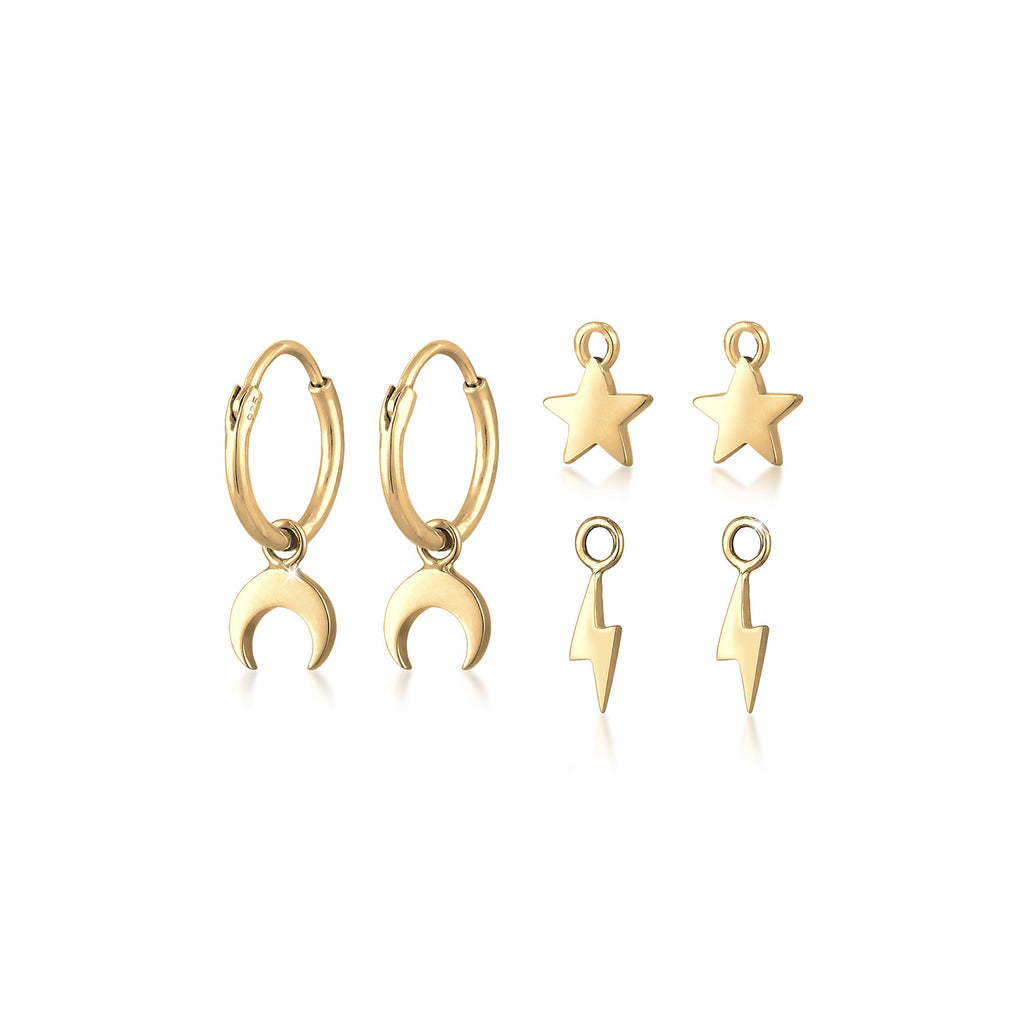 Gold - Elli | Creole Astro | 925 Sterling Silber vergoldet