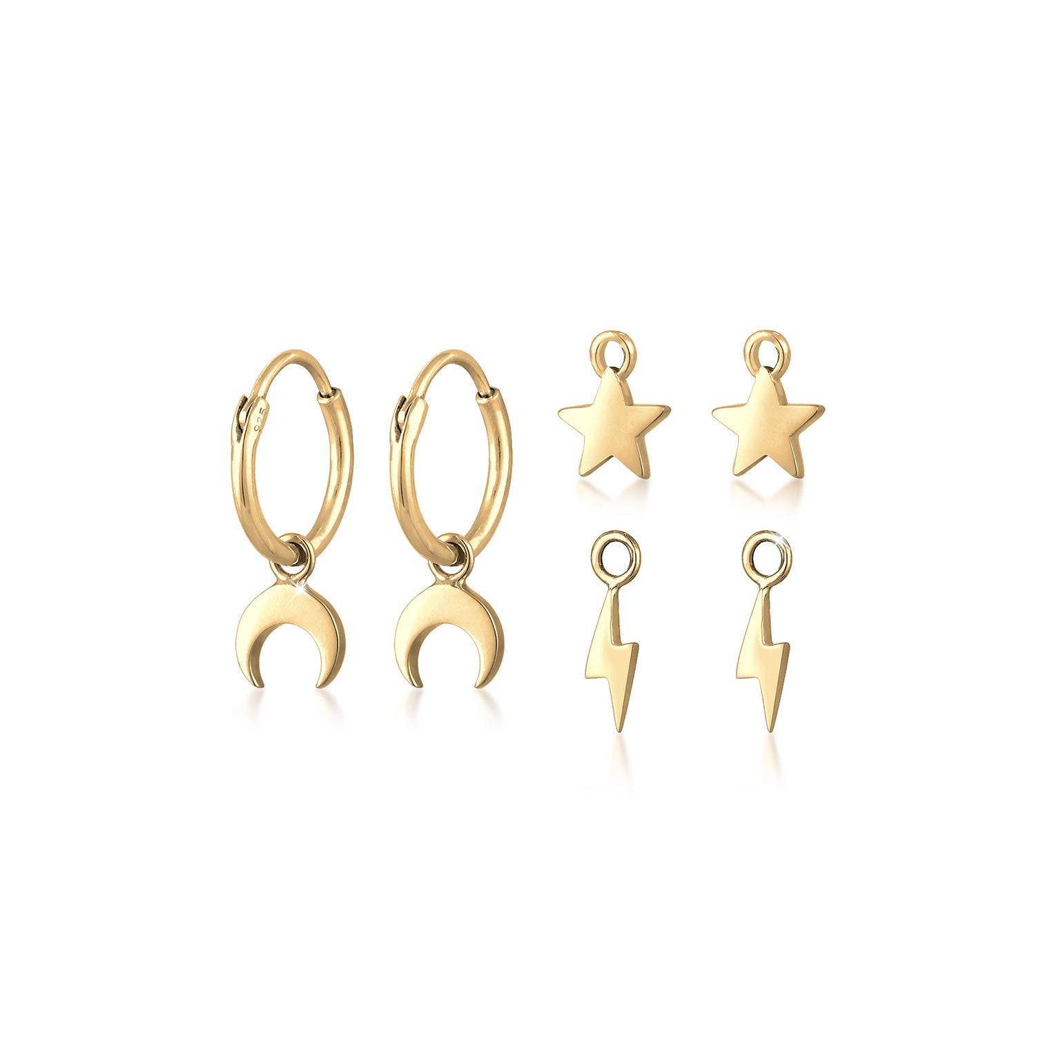 Gold - Elli | Creole Astro | 925 Sterling Silber vergoldet