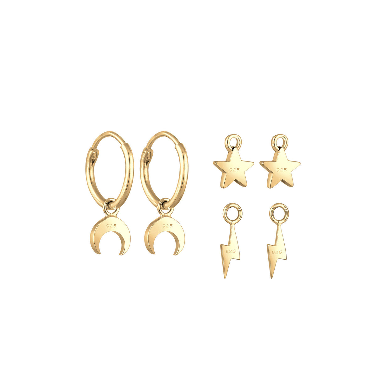 Gold - Elli | Creole Astro | 925 Sterling Silber vergoldet