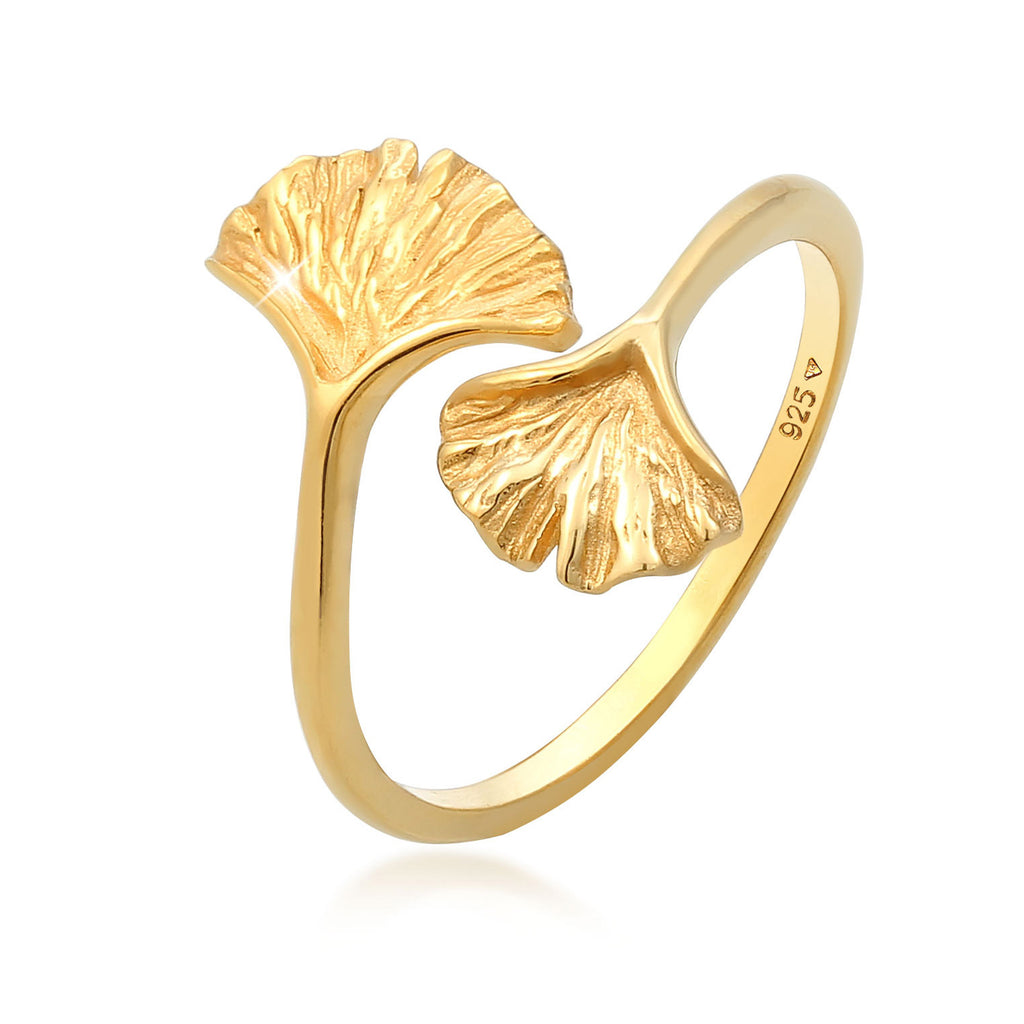 Gold - Elli | Ring Ginkgo | 925 Sterling Silber vergoldet
