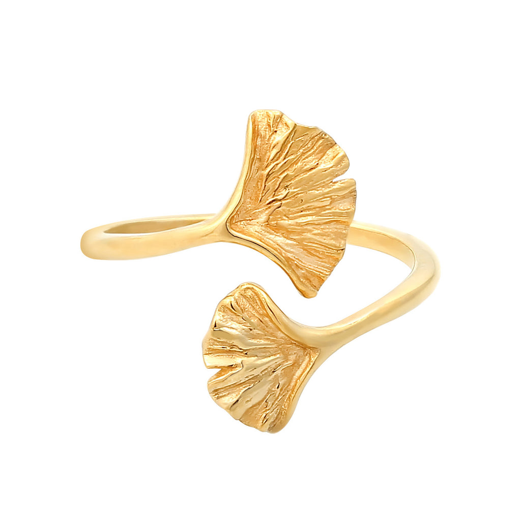 Gold - Elli | Ring Ginkgo | 925 Sterling Silber vergoldet