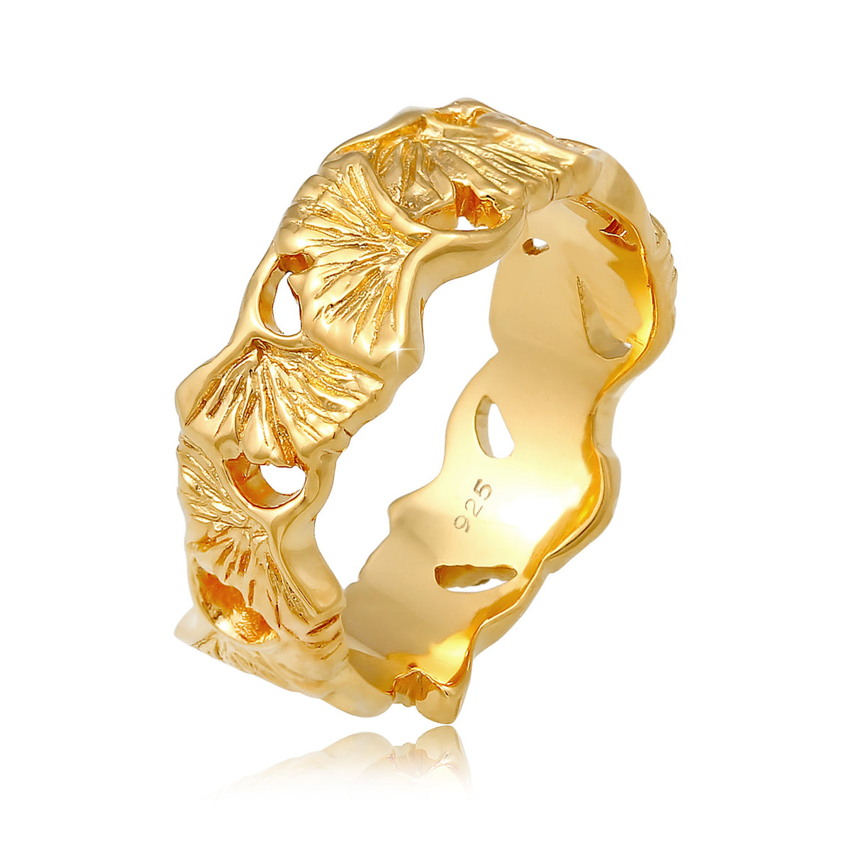 Gold - Elli | Ring Ginkgo | 925 Sterling Silber vergoldet