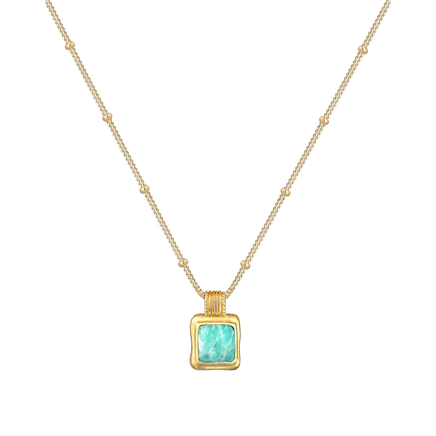 Amazonite gold lena store charm necklace