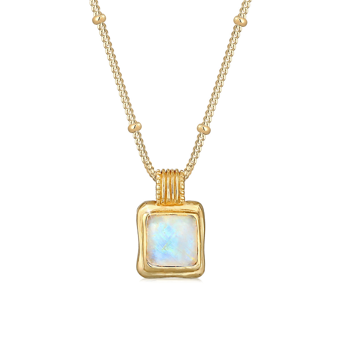 Gold - Elli PREMIUM | Kugel-Halskette | Mondstein (Weiß) | 925 Sterling Silber vergoldet