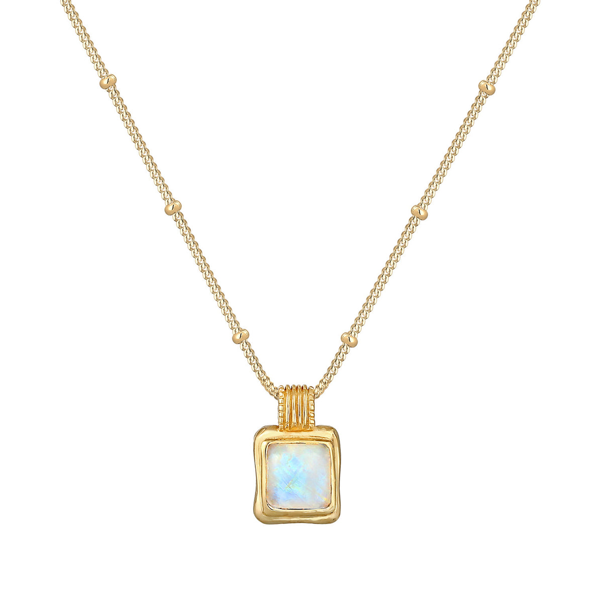 Gold - Elli PREMIUM | Kugel-Halskette | Mondstein (Weiß) | 925 Sterling Silber vergoldet