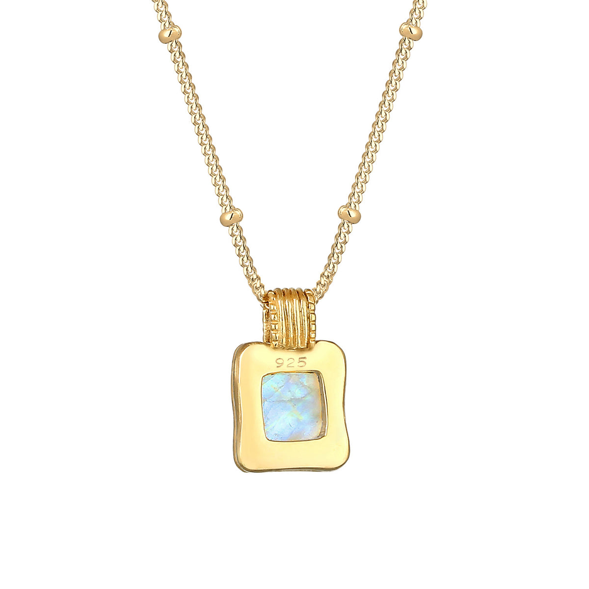 Gold - Elli PREMIUM | Kugel-Halskette | Mondstein (Weiß) | 925 Sterling Silber vergoldet