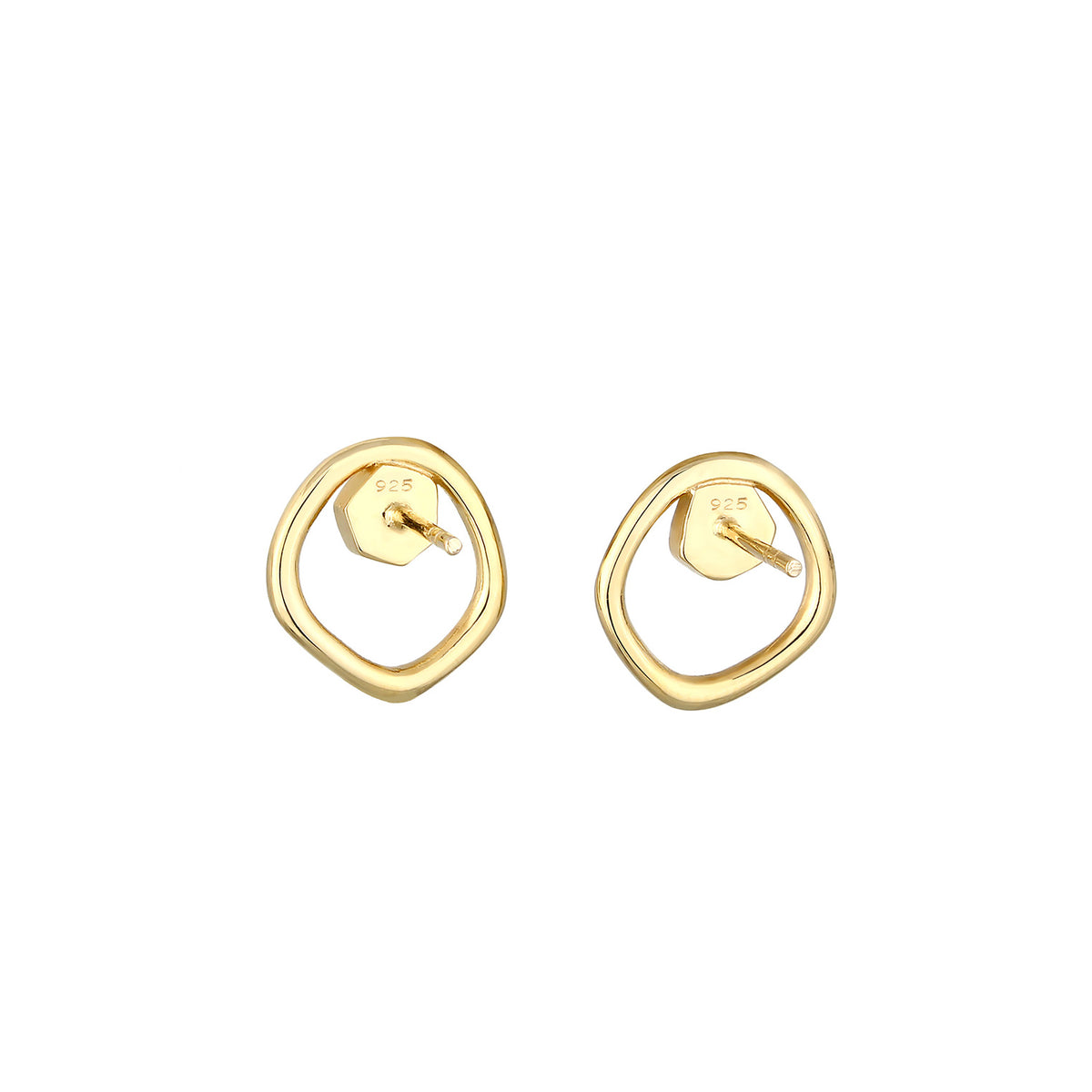 Gold - Elli PREMIUM | Ohrstecker Kreis | Mondstein ( Weiß ) | 925 Sterling Silber vergoldet
