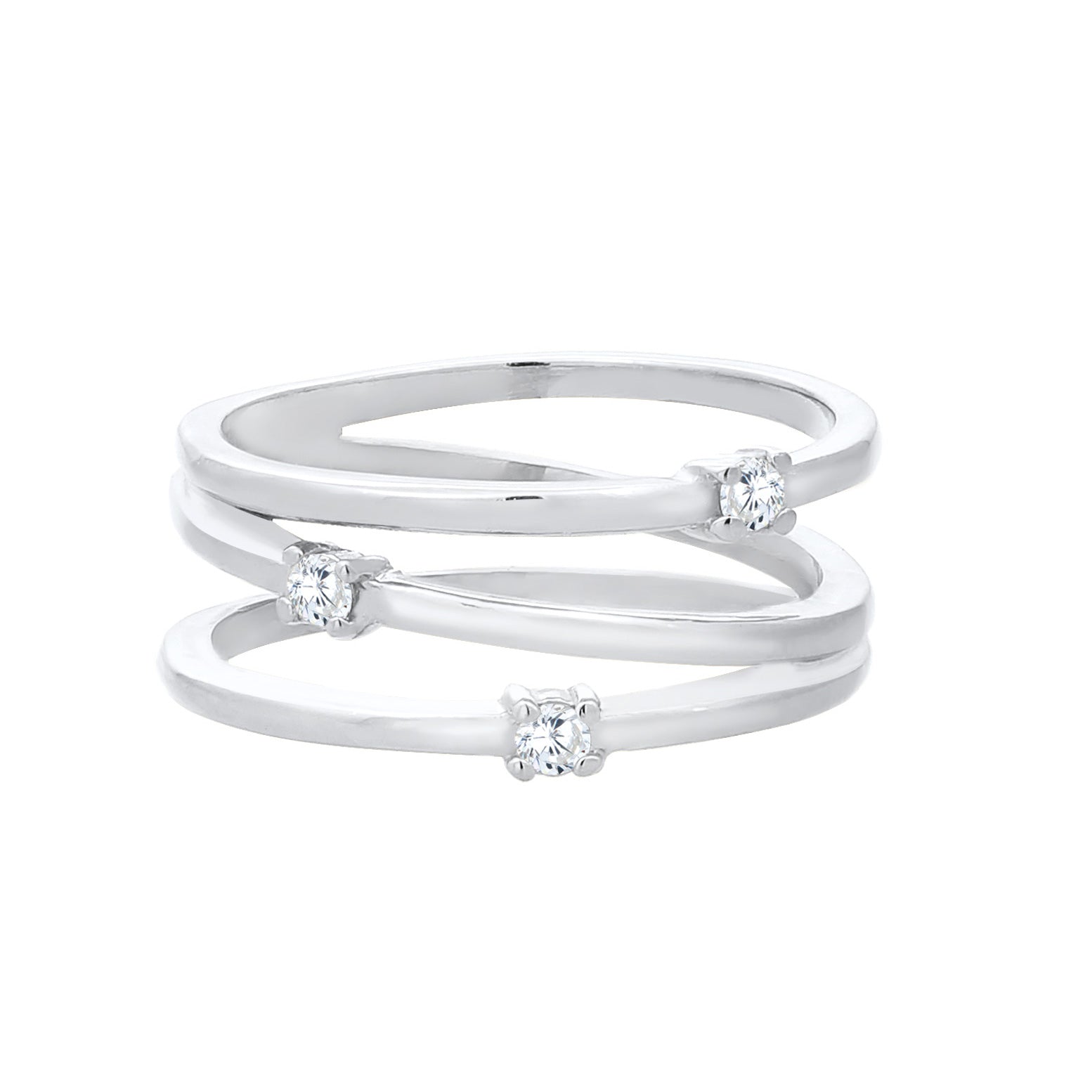 Silber - Elli | Ring Spirale | Zirkonia ( Weiß ) | 925er Sterling Silber