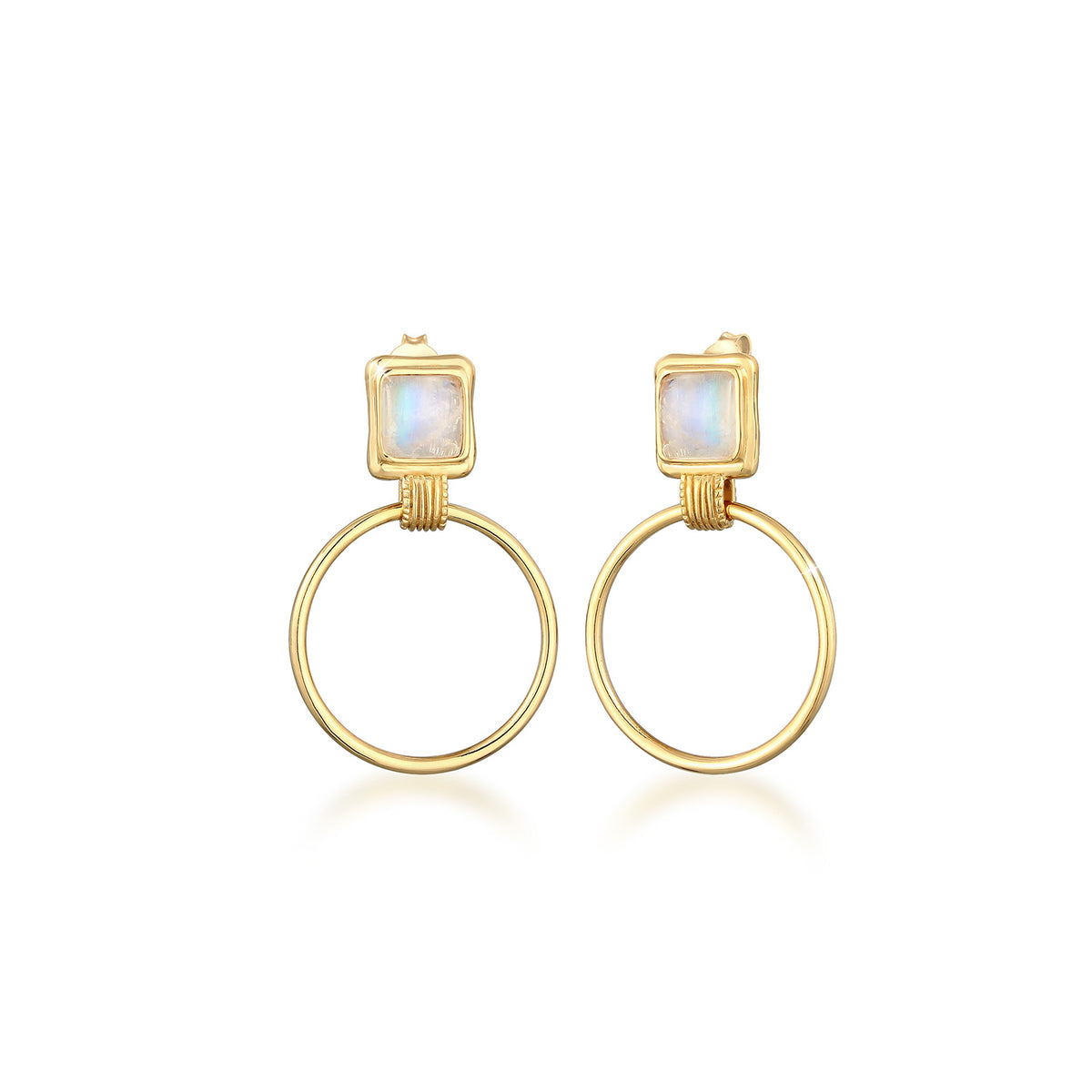 Gold - Elli PREMIUM | Ohrstecker | Mondstein ( Weiß ) | 925 Sterling Silber vergoldet