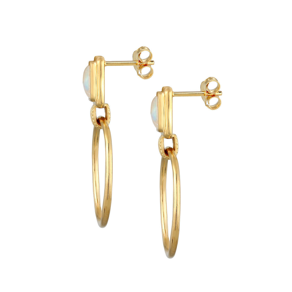 Gold - Elli PREMIUM | Ohrstecker | Mondstein ( Weiß ) | 925 Sterling Silber vergoldet