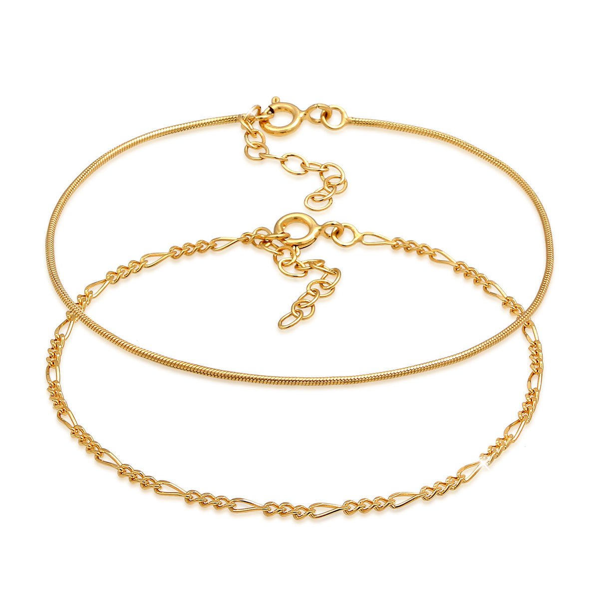 Gold - Elli | Schlangen-Armbandset | 925 Sterling Silber vergoldet