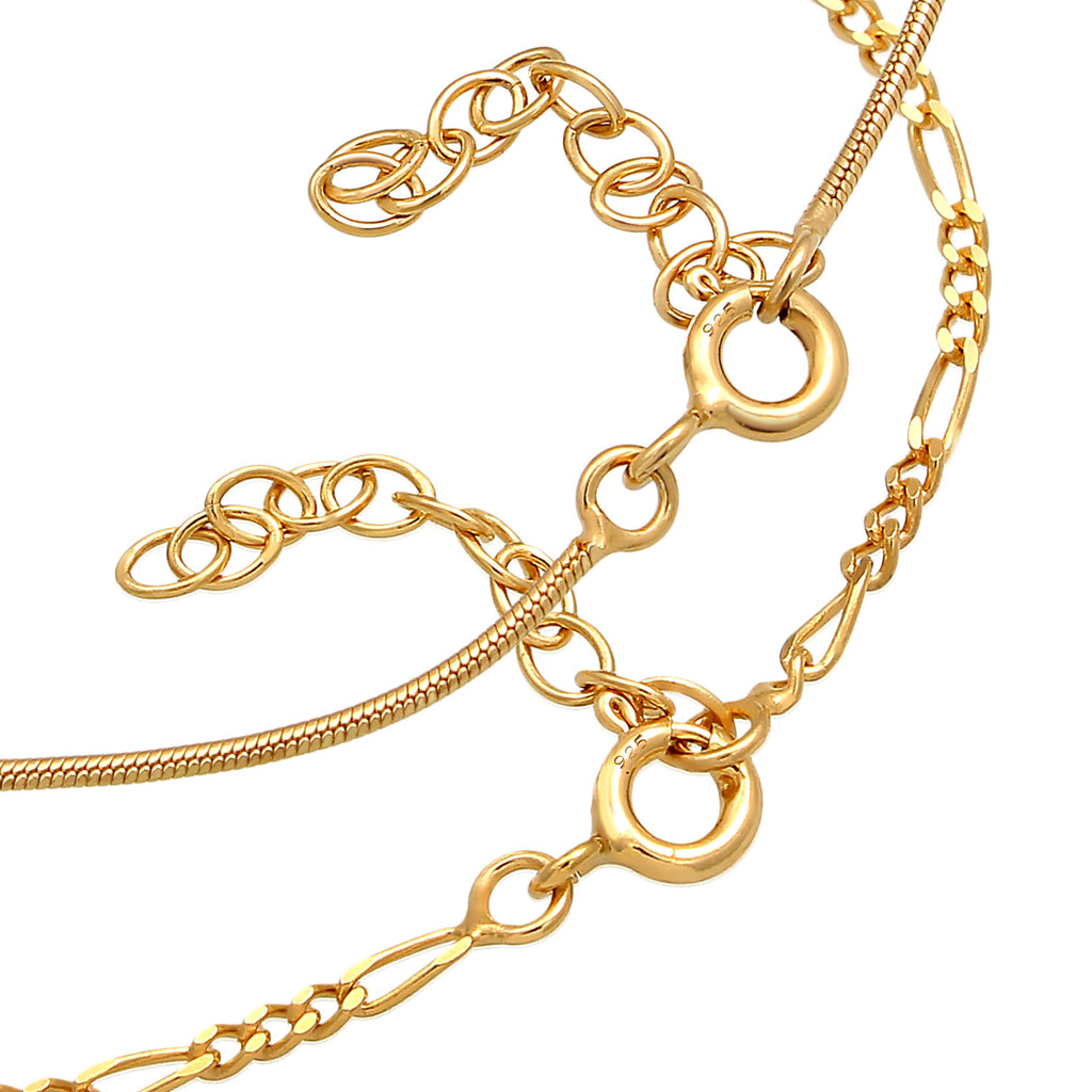 Gold - Elli | Schlangen-Armbandset | 925 Sterling Silber vergoldet