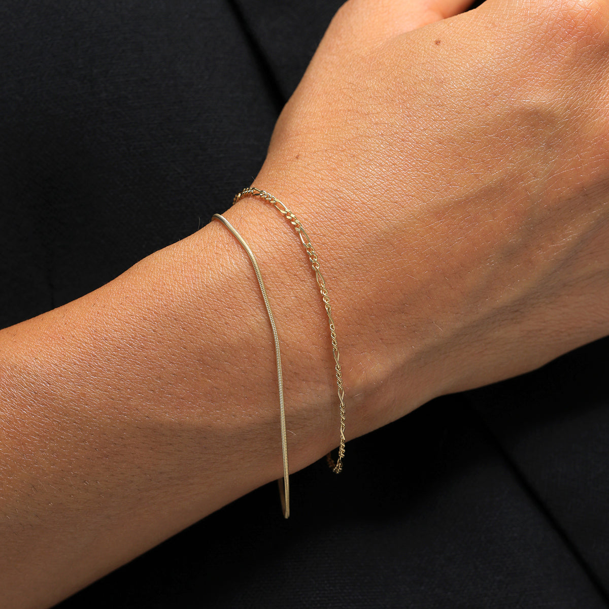Gold - Elli | Schlangen-Armbandset | 925 Sterling Silber vergoldet