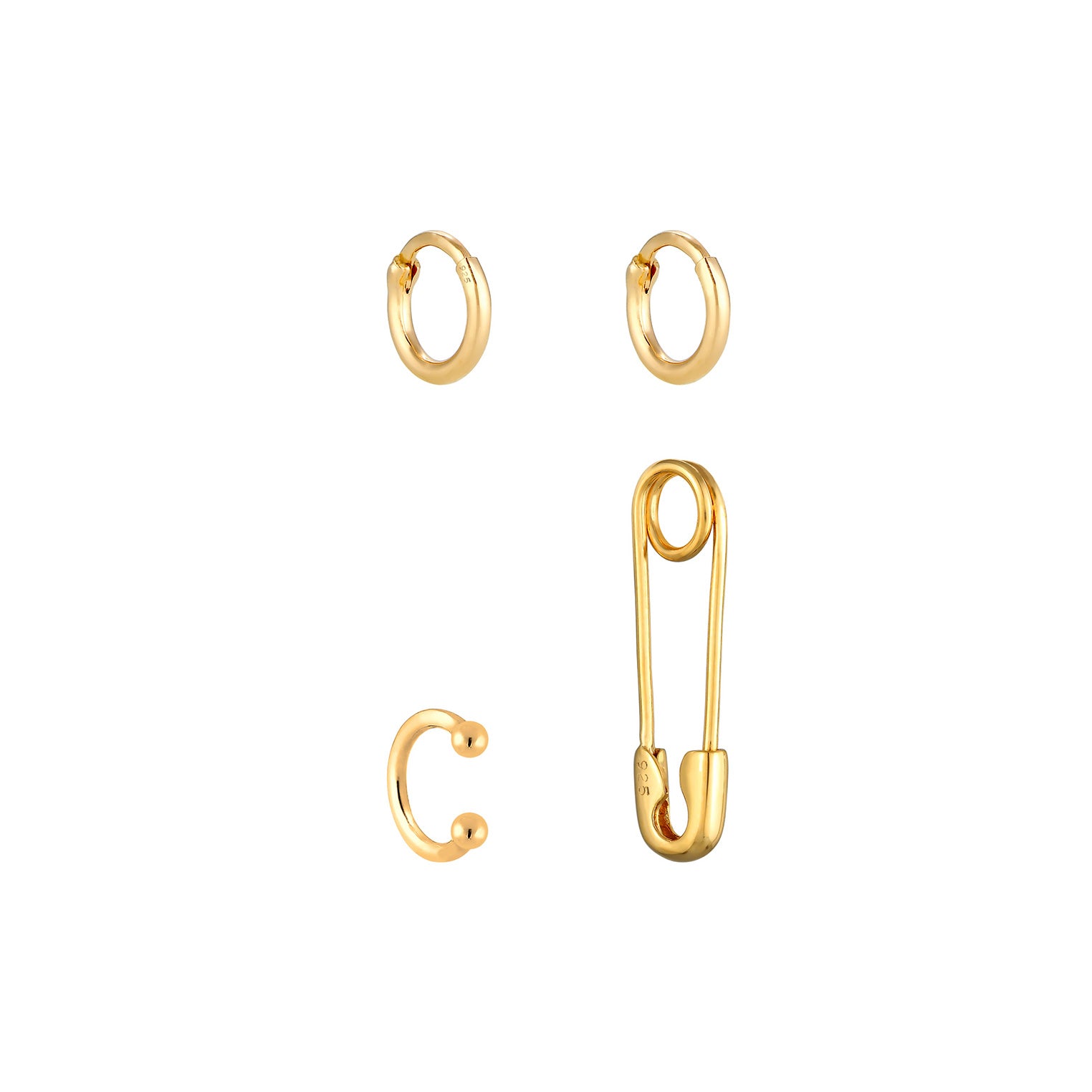 Gold - Elli | Ohrringset | 925 Sterling Silber vergoldet