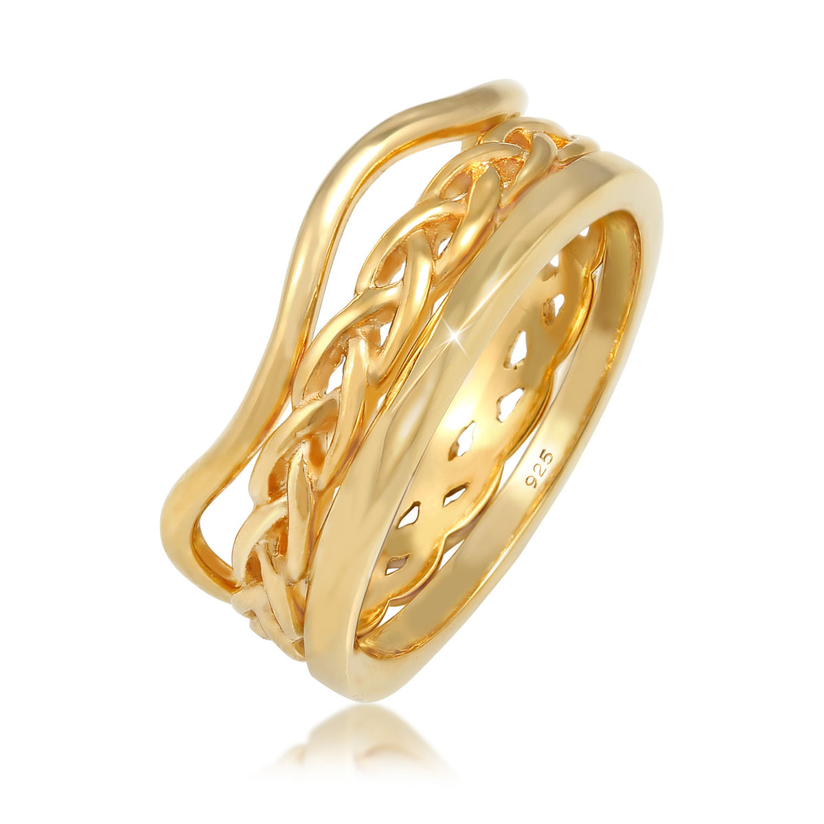 Gold - Elli | Ringset Knoten | 925 Sterling Silber vergoldet