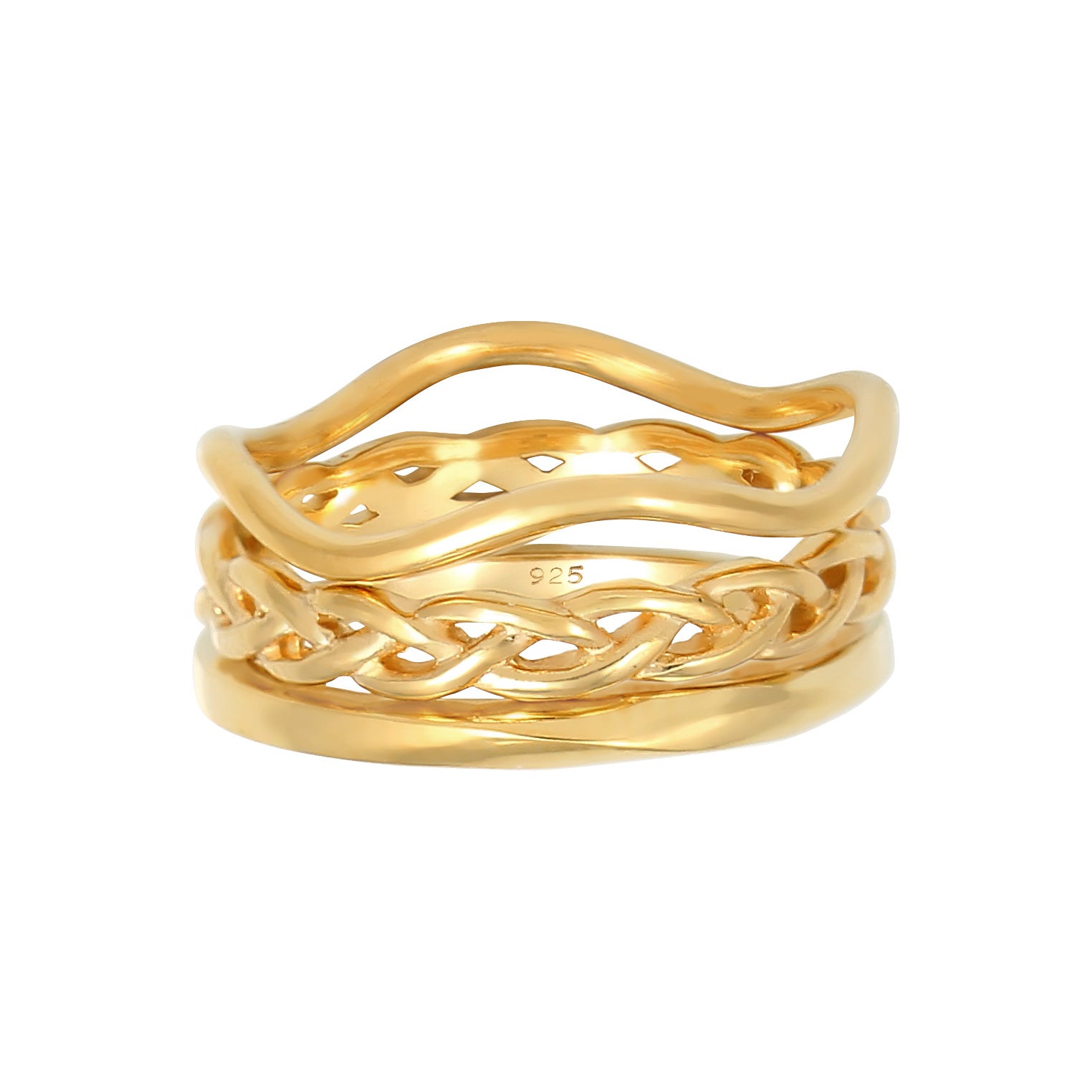 Gold - Elli | Ringset Knoten | 925 Sterling Silber vergoldet