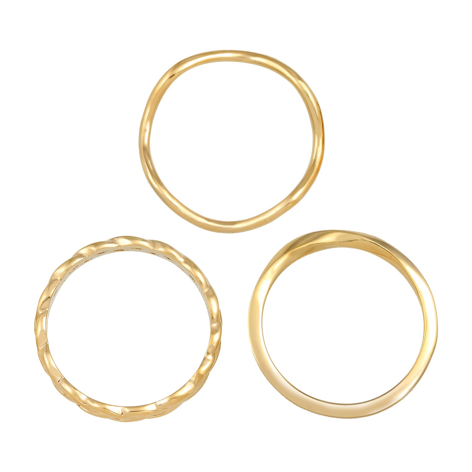 Gold - Elli | Ringset Knoten | 925 Sterling Silber vergoldet