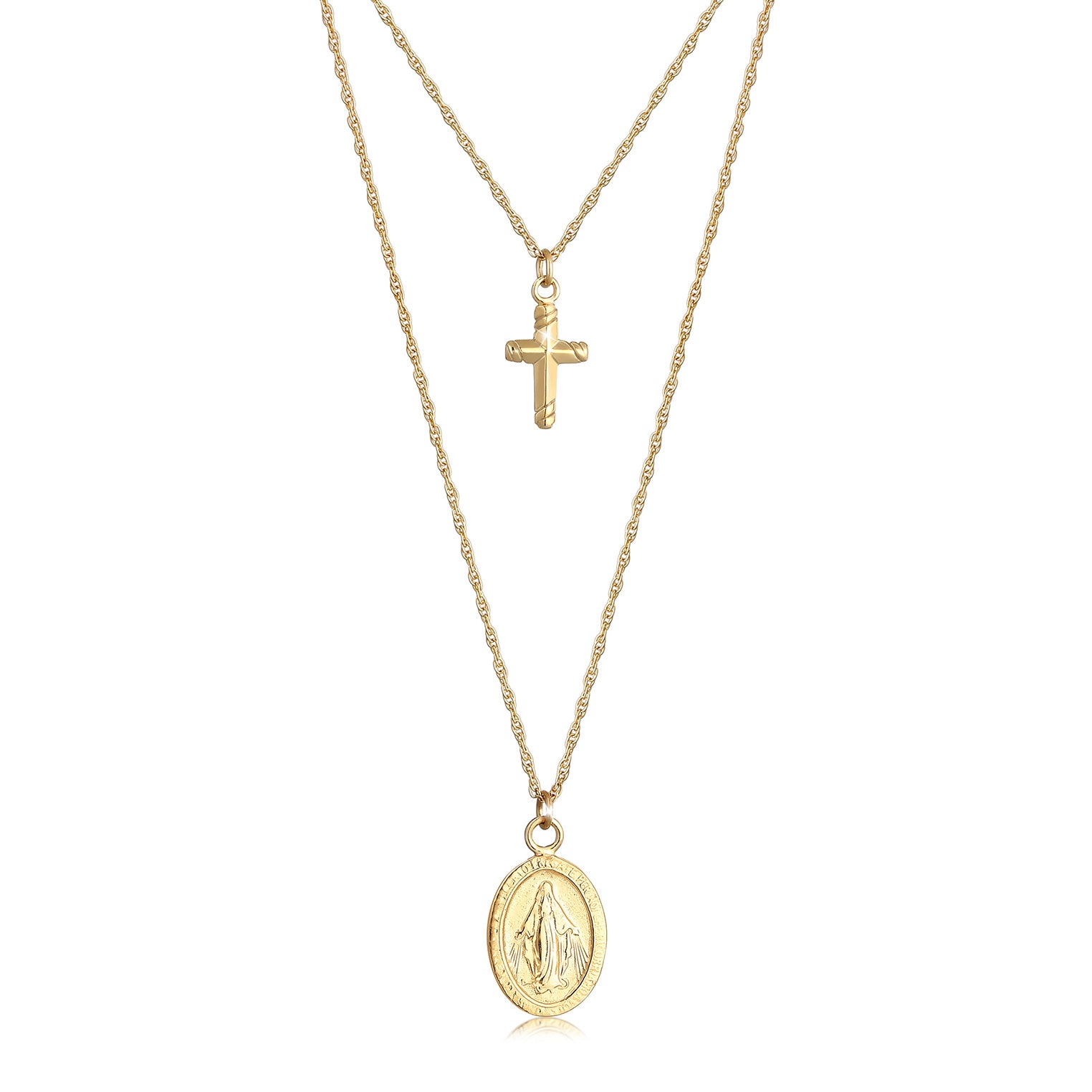 Gold - Elli | Y-Halskette Kreuz | 925 Sterling Silber vergoldet