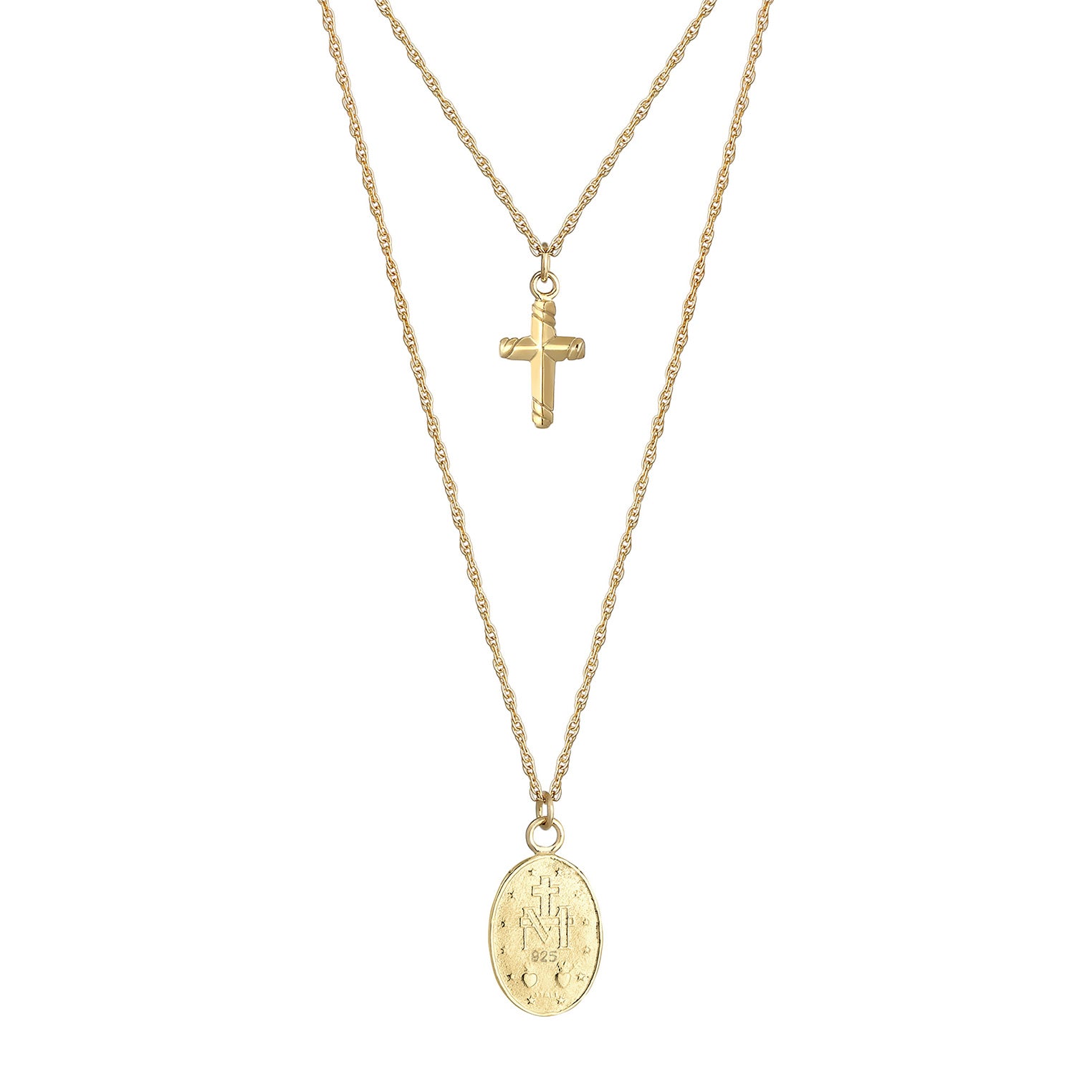 Gold - Elli | Y-Halskette Kreuz | 925 Sterling Silber vergoldet