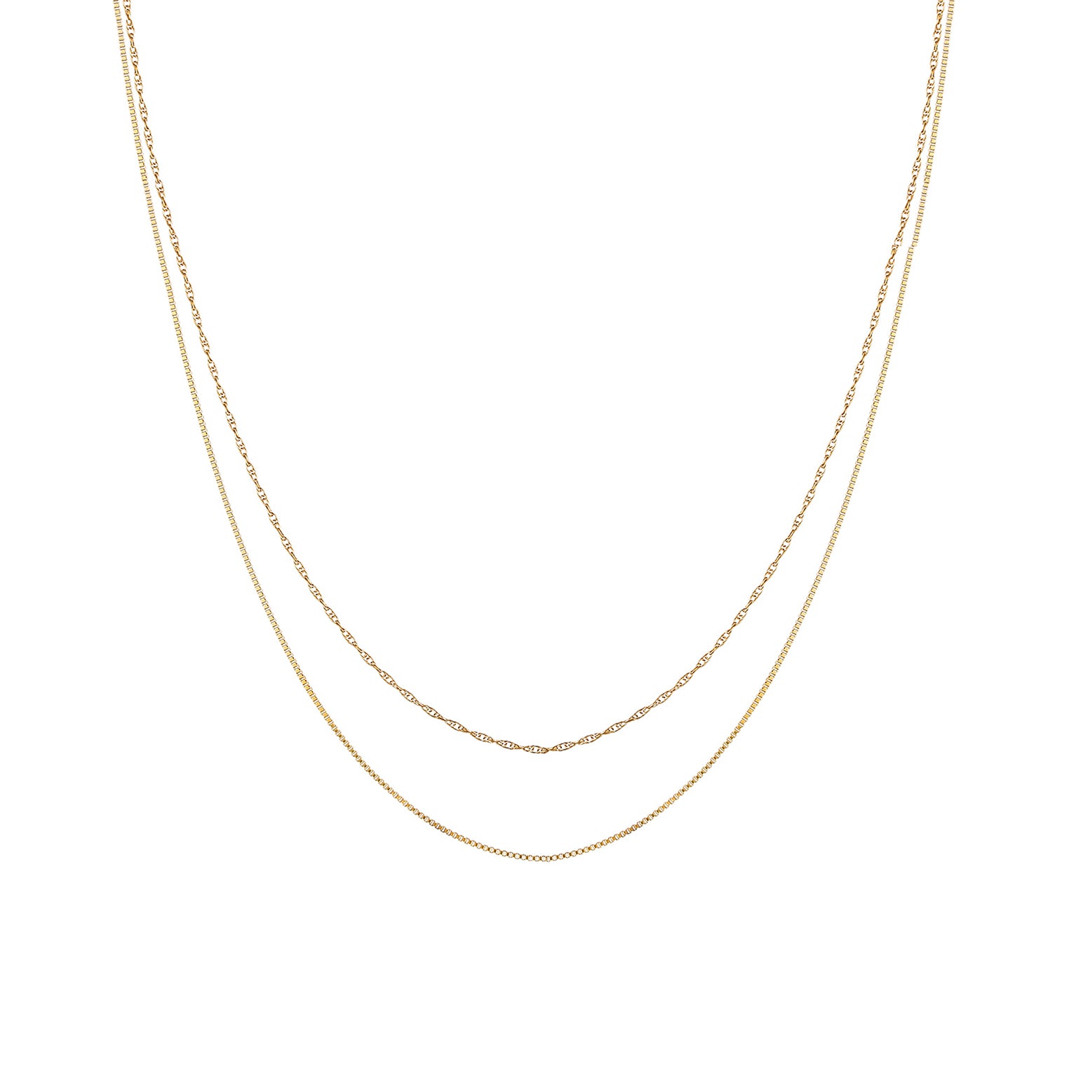 Gold - Elli | Choker Set Glieder- & Venezianerkette | 925er Sterling Silber vergoldet