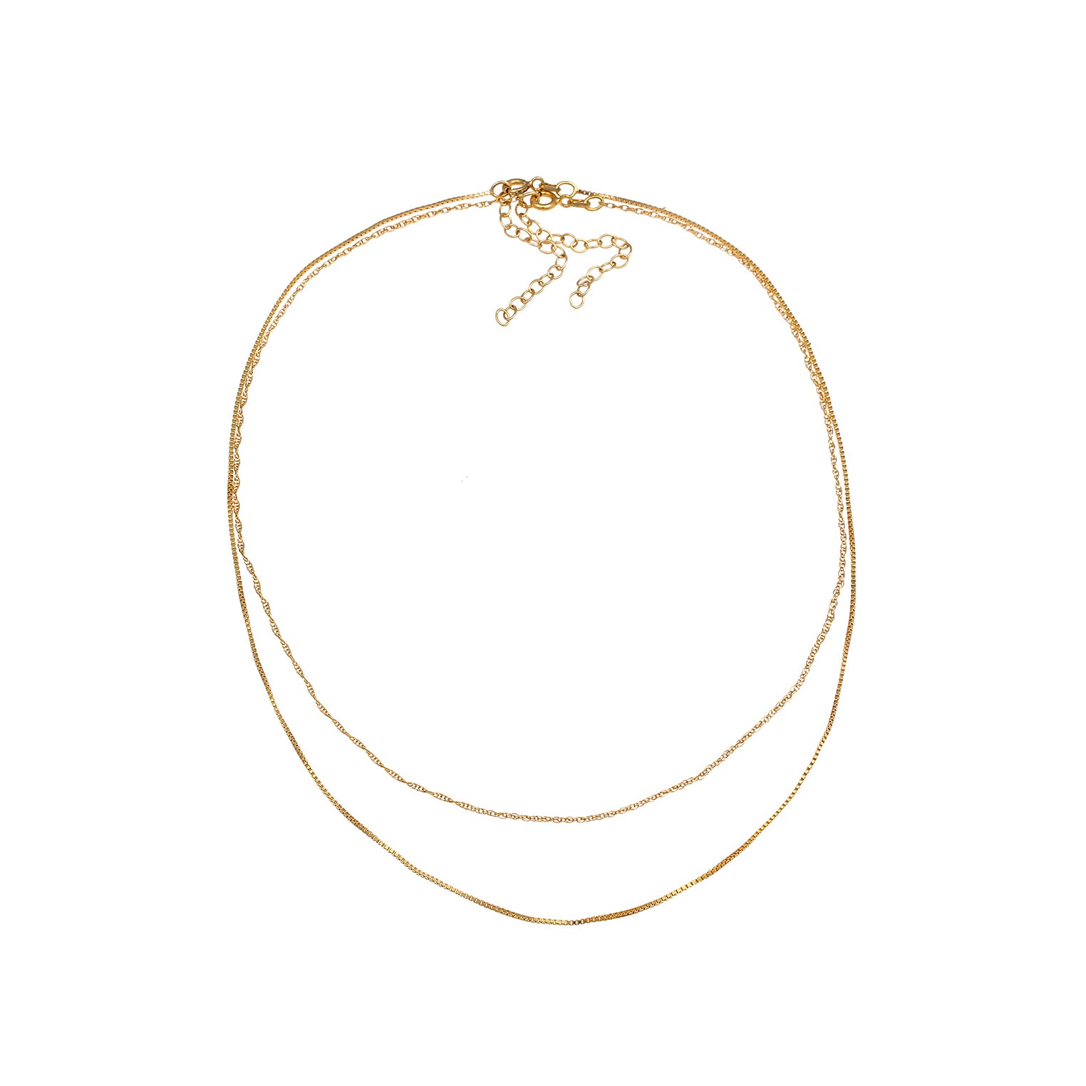 Gold - Elli | Choker Set Glieder- & Venezianerkette | 925er Sterling Silber vergoldet