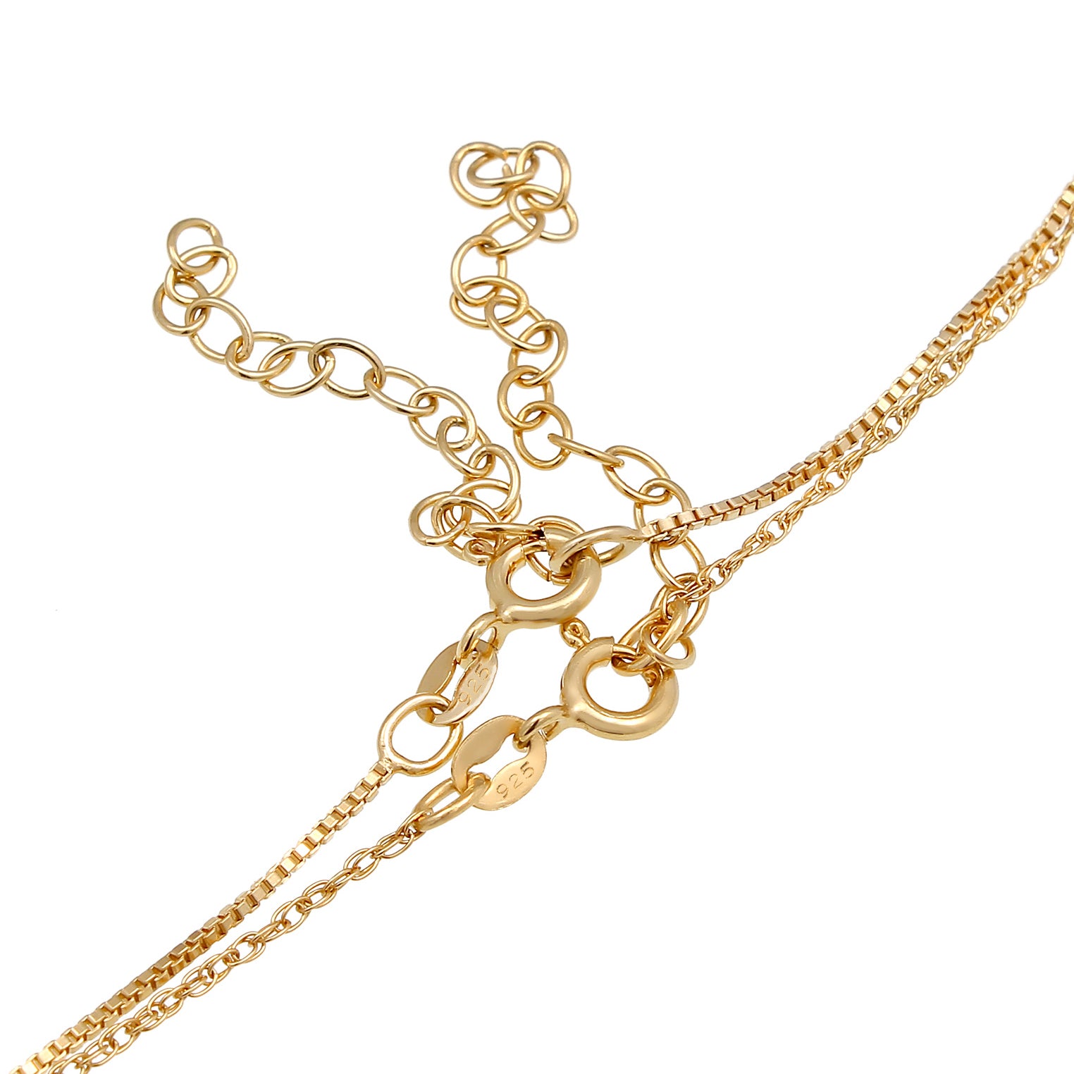 Gold - Elli | Choker Set Glieder- & Venezianerkette | 925er Sterling Silber vergoldet