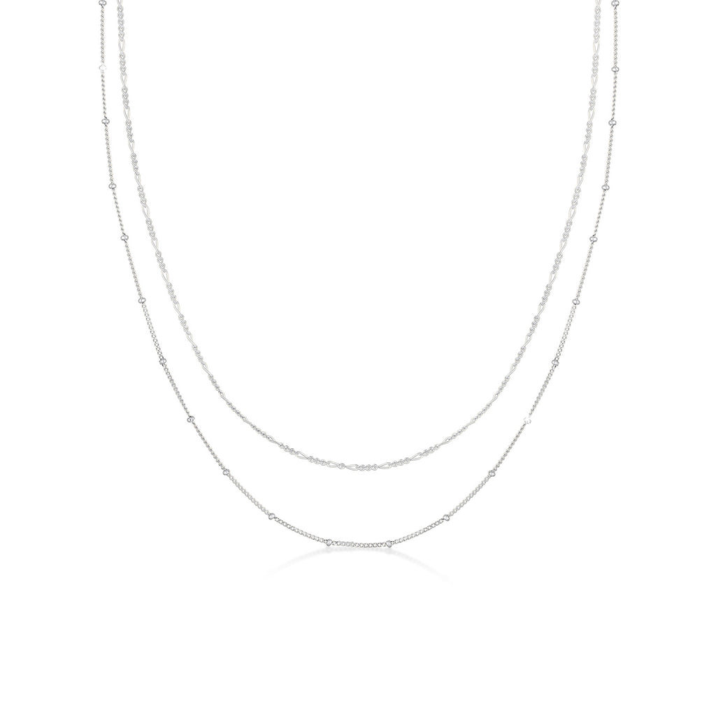 Silber - Elli | Choker 2er Set Kugel- & Figarokette | 925er Sterling Silber