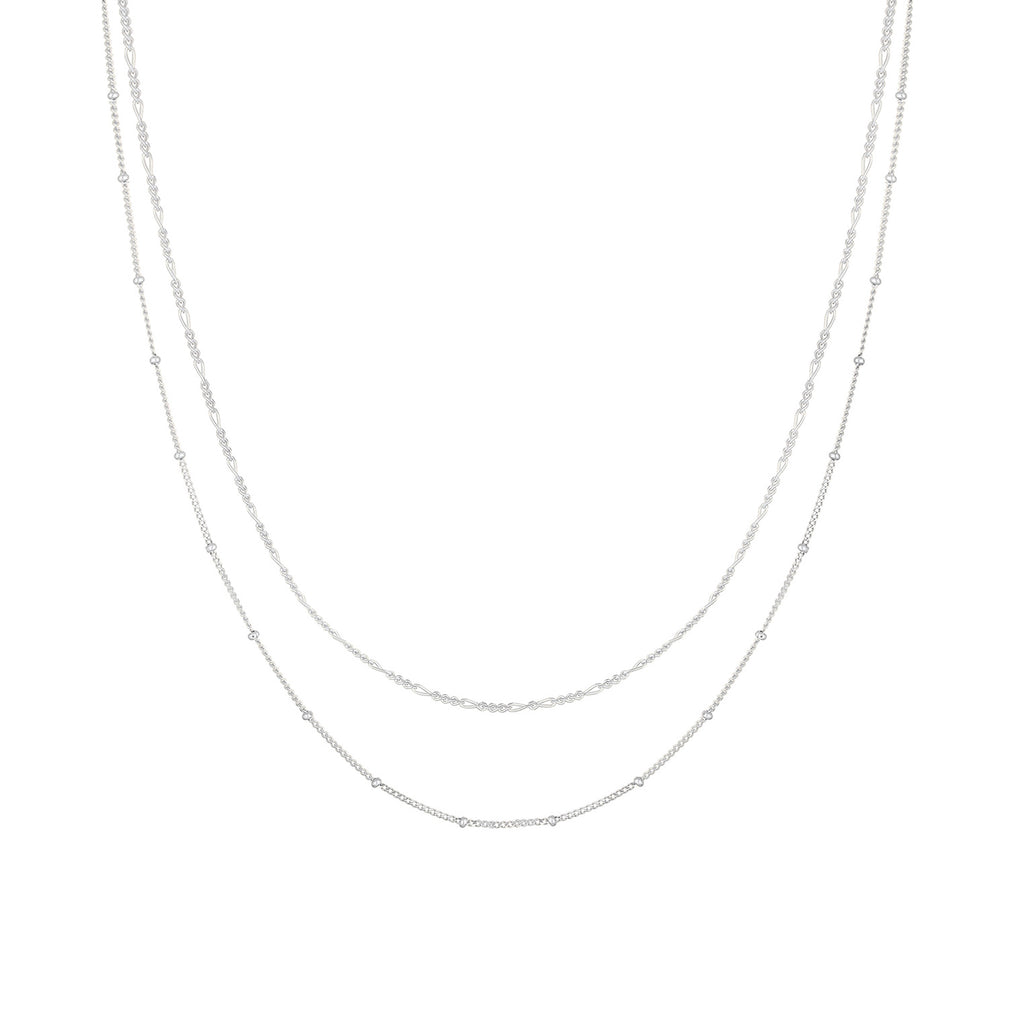 Silber - Elli | Choker 2er Set Kugel- & Figarokette | 925er Sterling Silber
