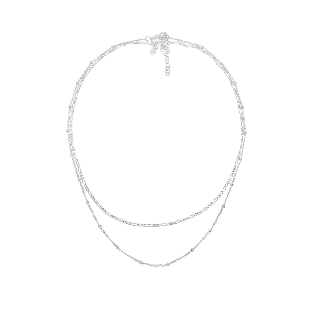 Silber - Elli | Choker 2er Set Kugel- & Figarokette | 925er Sterling Silber