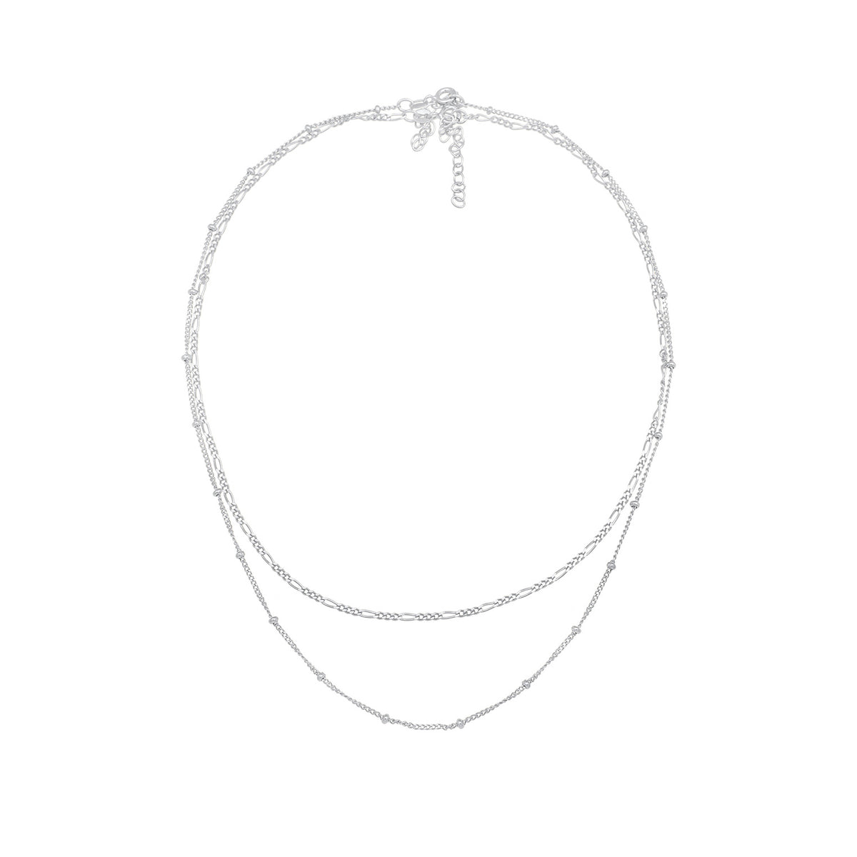 Silber - Elli | Choker 2er Set Kugel- & Figarokette | 925er Sterling Silber