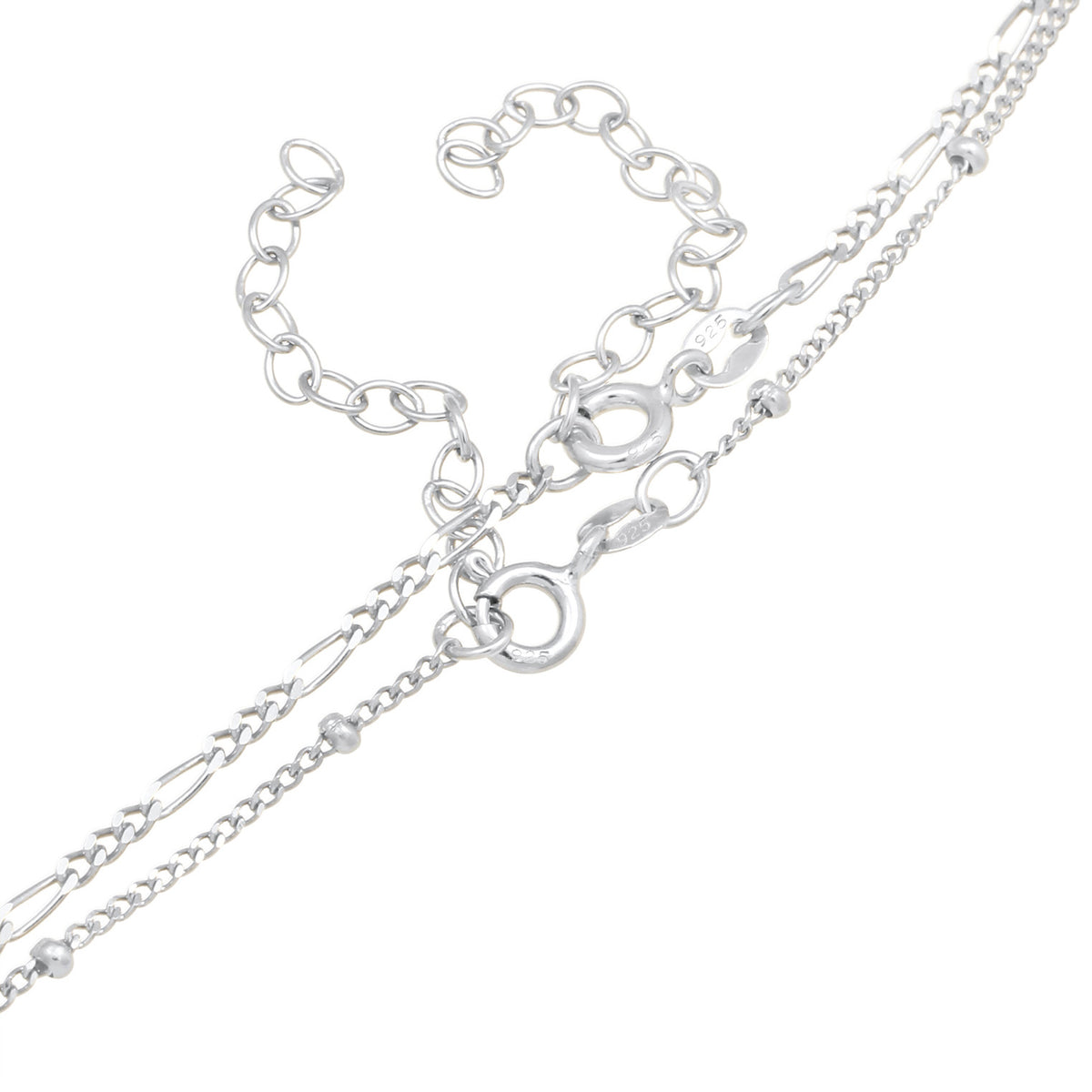 Silber - Elli | Choker 2er Set Kugel- & Figarokette | 925er Sterling Silber