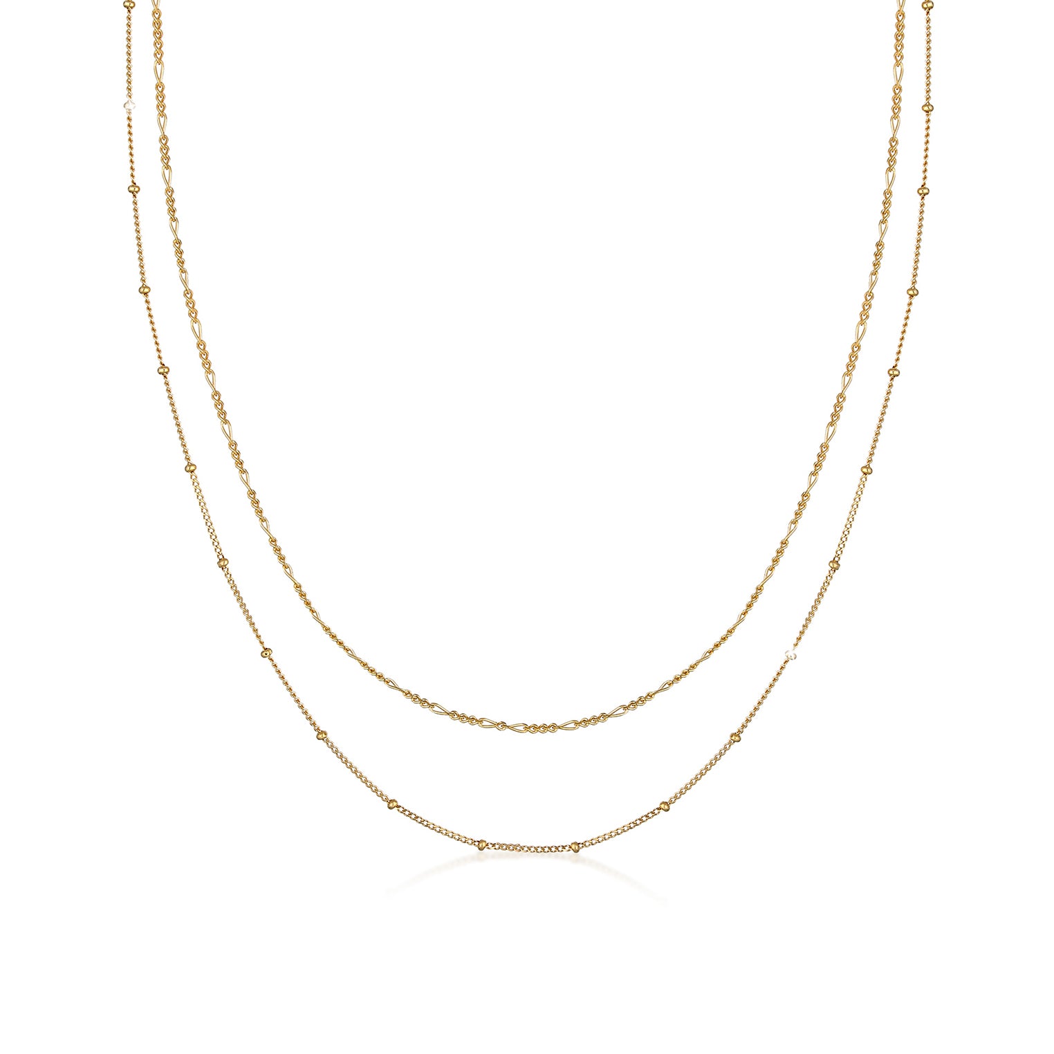 Gold - Elli | Kugel-Halskettenset | 925 Sterling Silber vergoldet