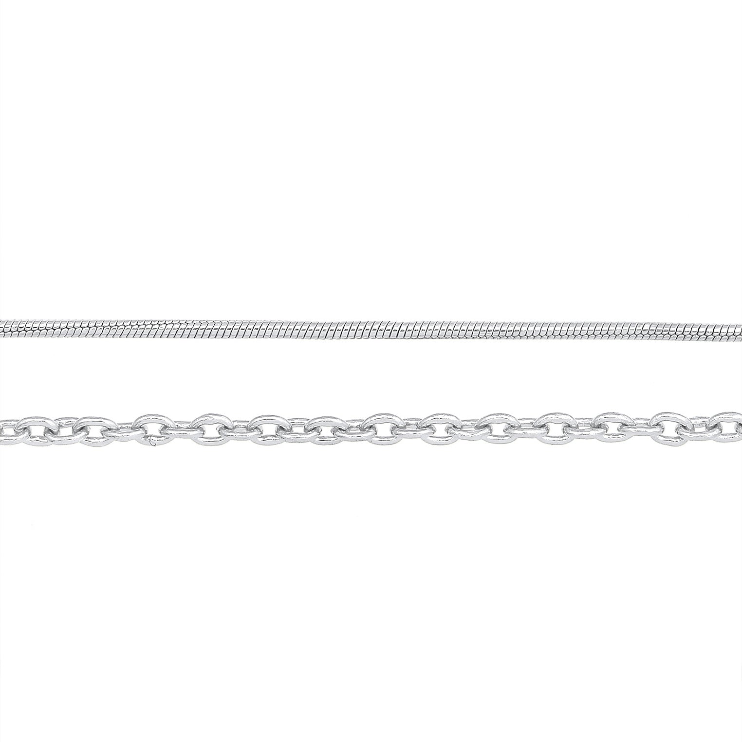 Silber - Elli | Choker 2er Set Schlangen- & Ankerkette | 925er Sterling Silber