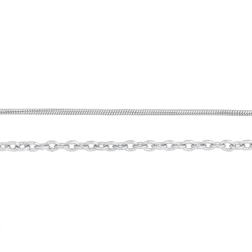 Silber - Elli | Choker 2er Set Schlangen- & Ankerkette | 925er Sterling Silber