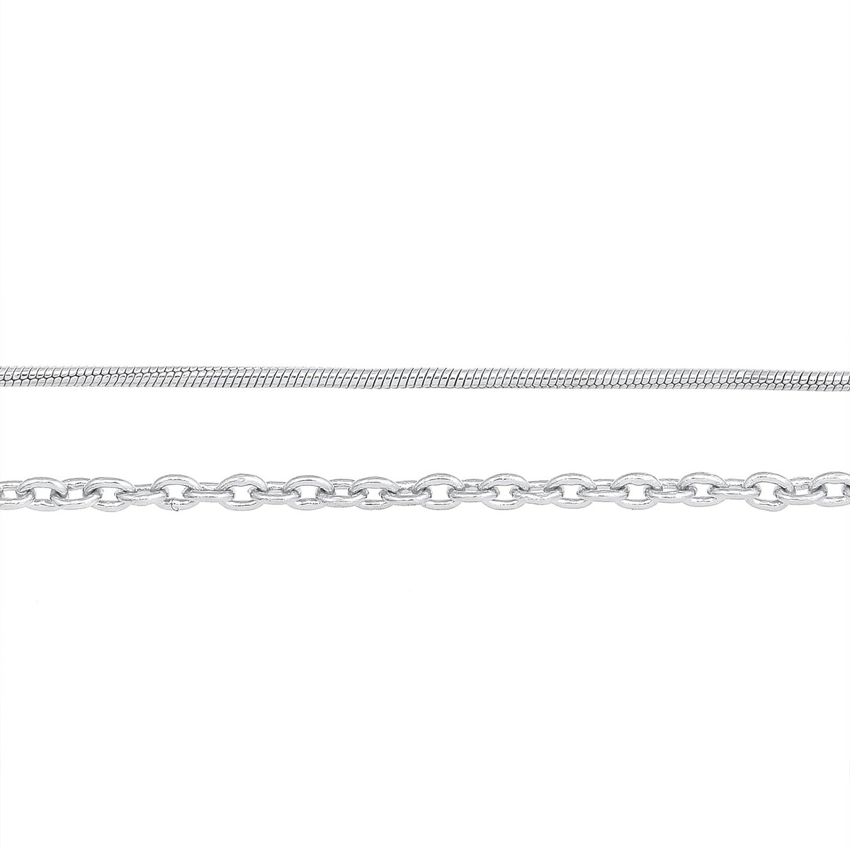 Silber - Elli | Choker 2er Set Schlangen- & Ankerkette | 925er Sterling Silber