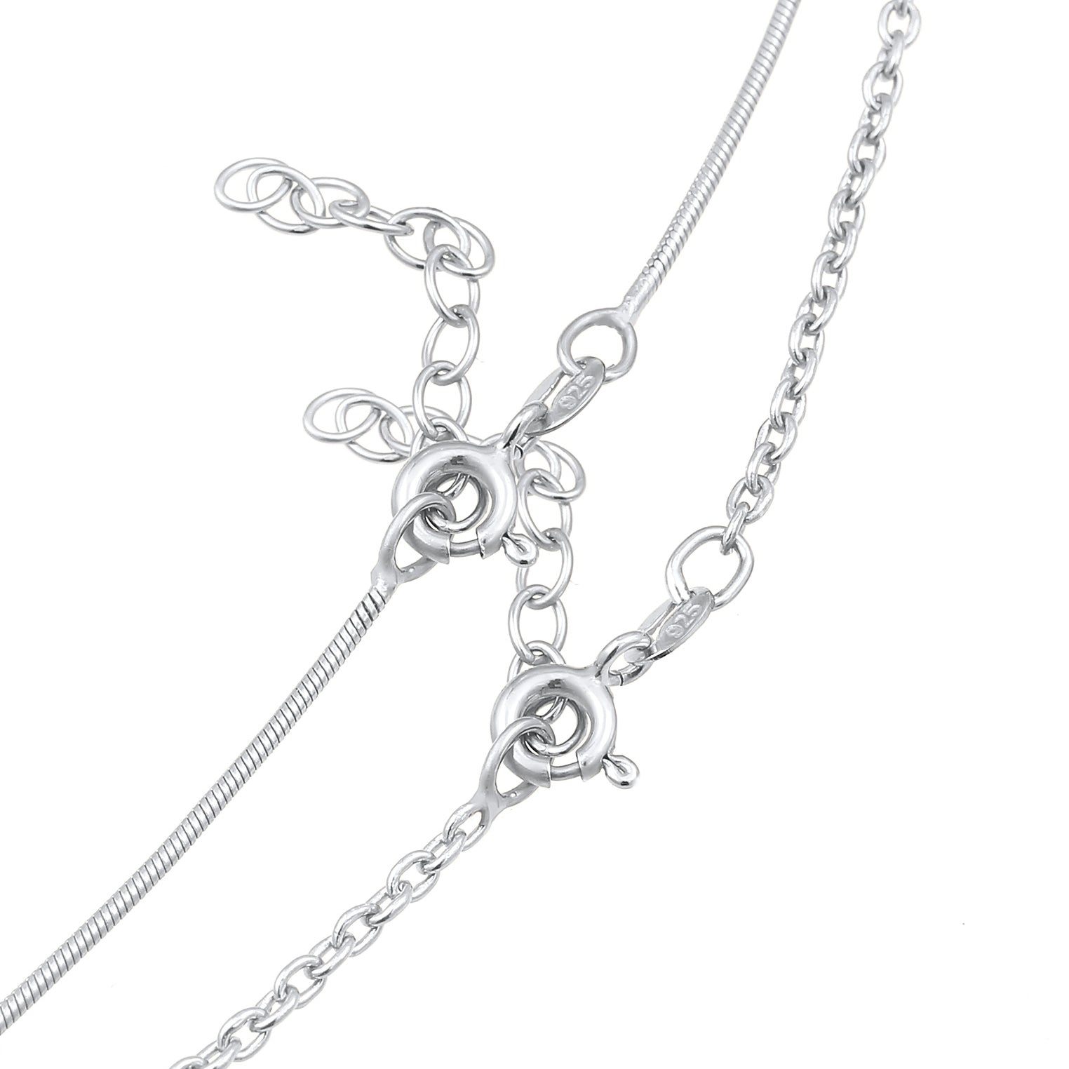 Silber - Elli | Choker 2er Set Schlangen- & Ankerkette | 925er Sterling Silber