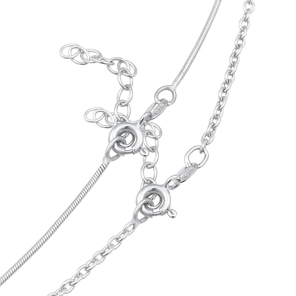 Silber - Elli | Choker 2er Set Schlangen- & Ankerkette | 925er Sterling Silber