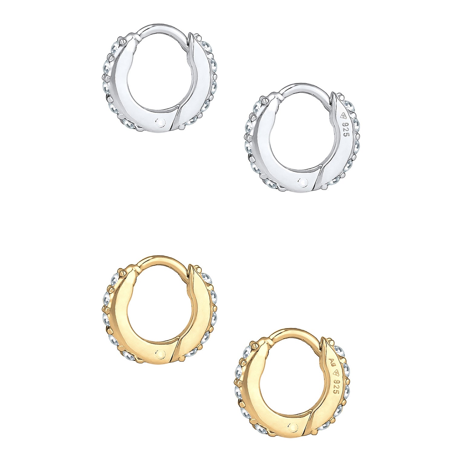 Silber - Elli | Ohrringset | Mit Kristallen von Swarovski® (Weiß) | 925 Sterling Silber vergoldet
