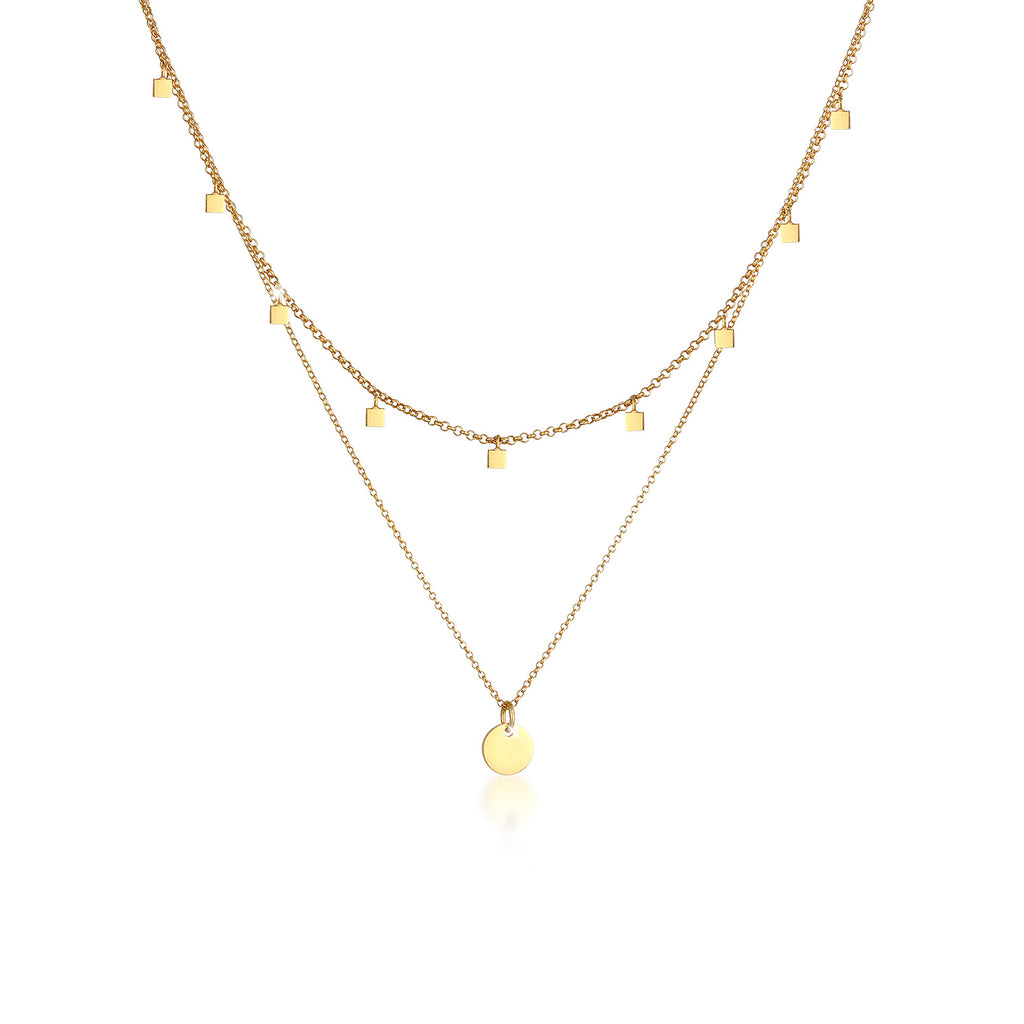 Gold - Elli | Layer-Choker Plättchen | 925 Sterling Silber vergoldet