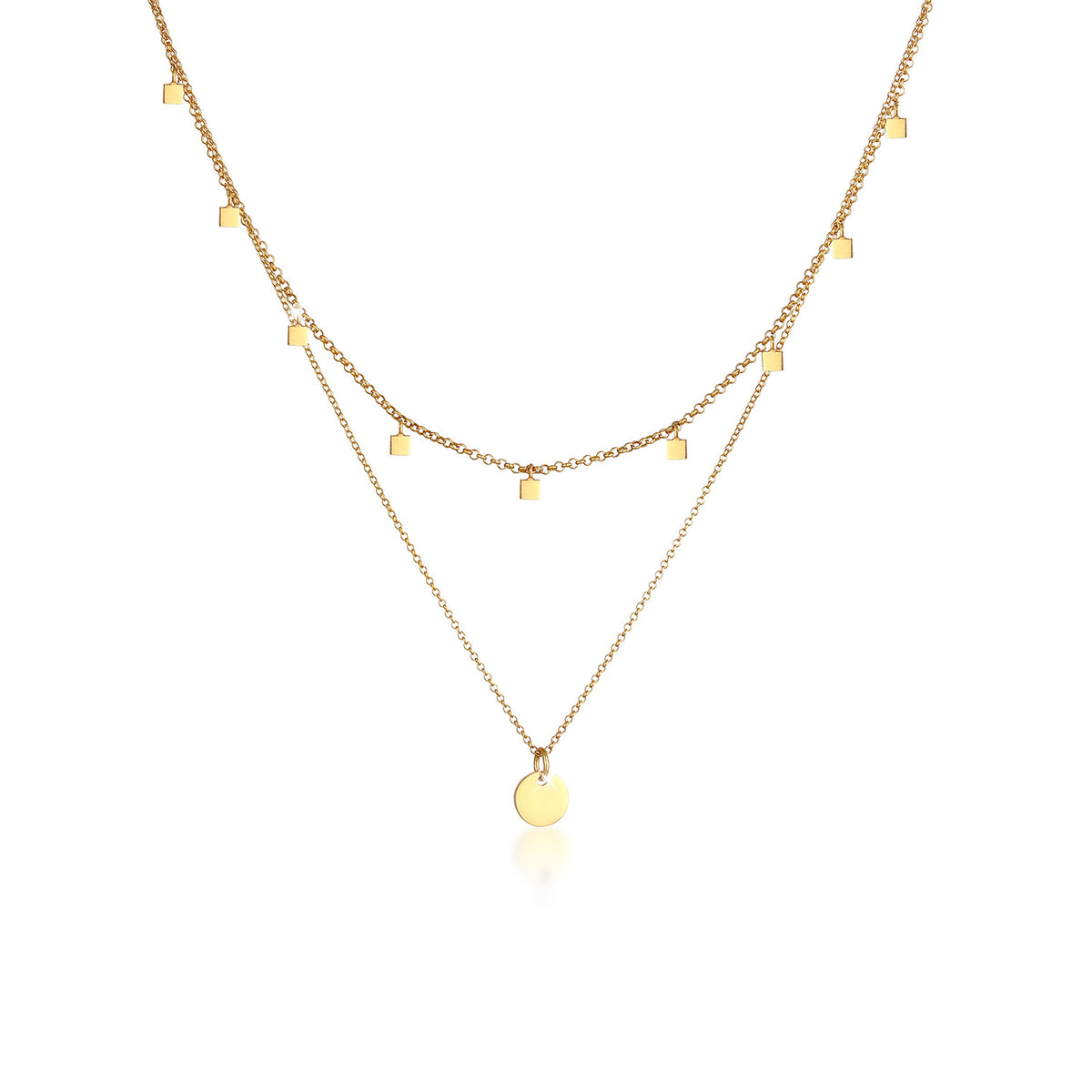 Gold - Elli | Layer-Choker Plättchen | 925 Sterling Silber vergoldet