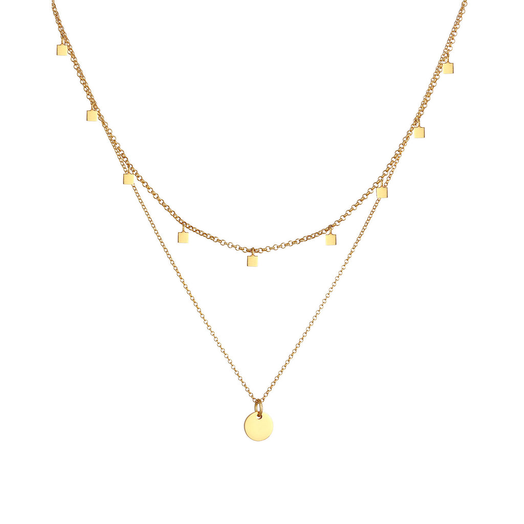 Gold - Elli | Layer-Choker Plättchen | 925 Sterling Silber vergoldet