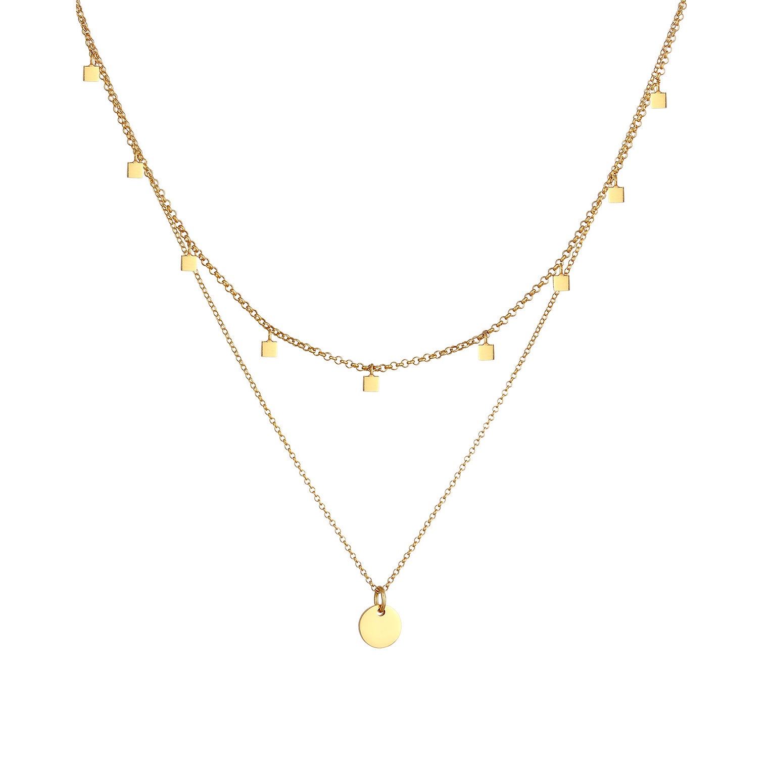 Gold - Elli | Layer-Choker Plättchen | 925 Sterling Silber vergoldet