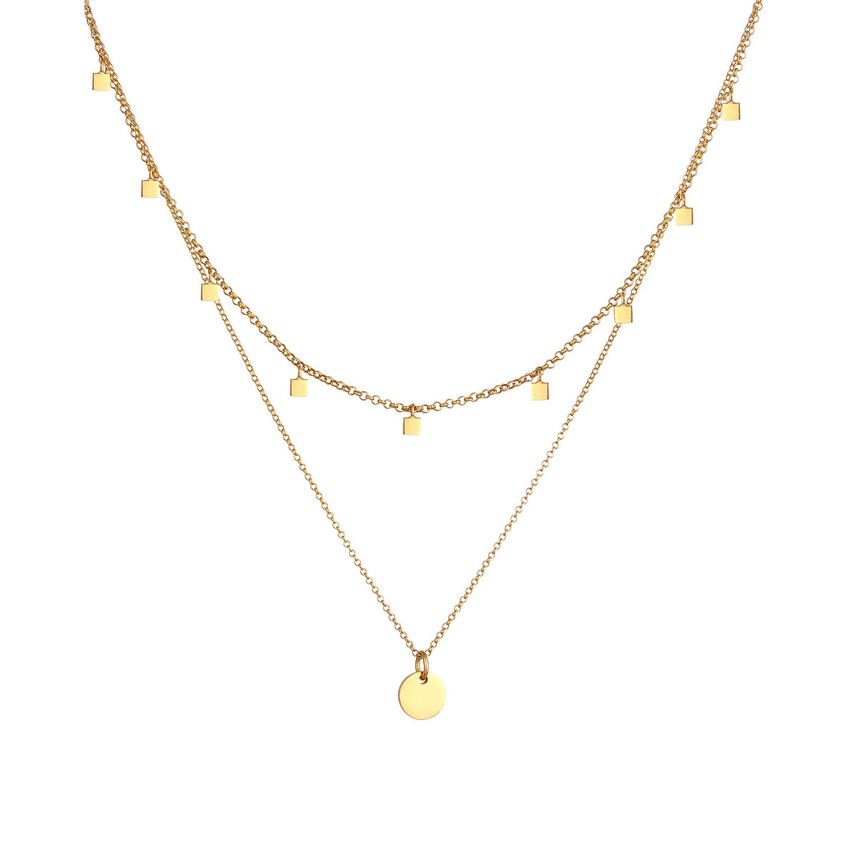 Gold - Elli | Layer-Choker Plättchen | 925 Sterling Silber vergoldet