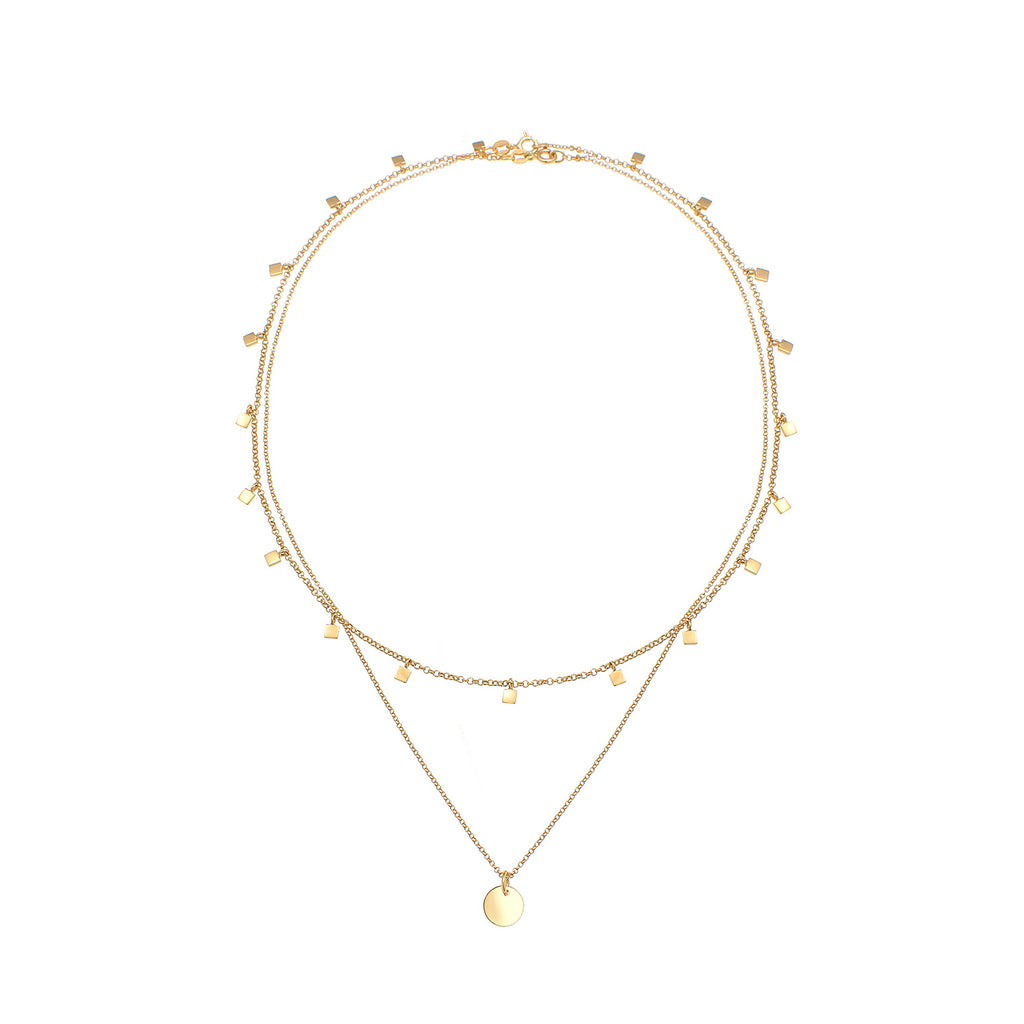 Gold - Elli | Layer-Choker Plättchen | 925 Sterling Silber vergoldet