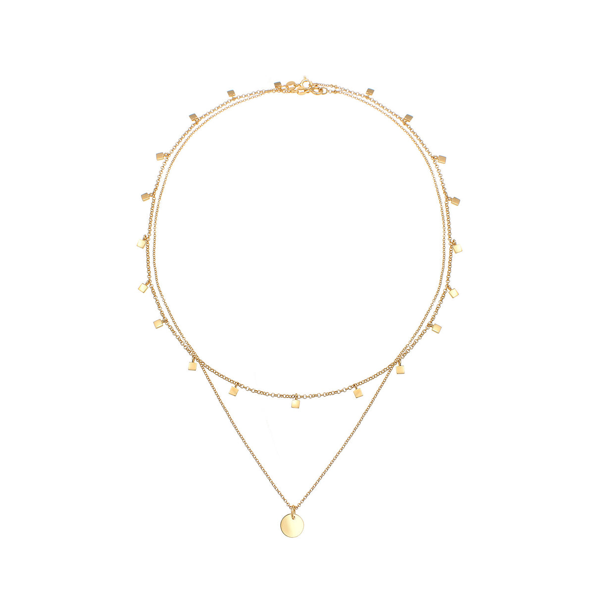 Gold - Elli | Layer-Choker Plättchen | 925 Sterling Silber vergoldet