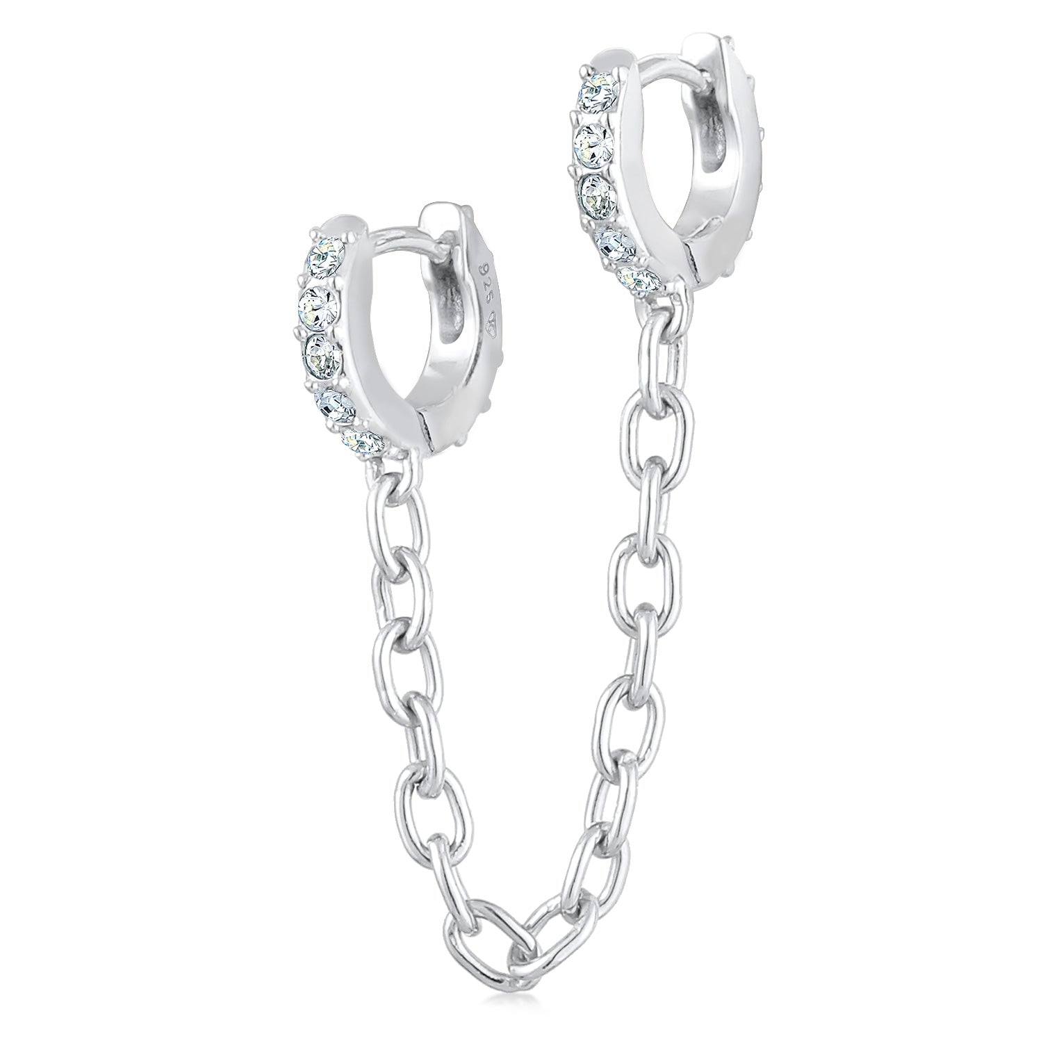 Silber - Elli | Creole | Mit Kristallen von Swarovski® (Weiß) | 925er Sterling Silber